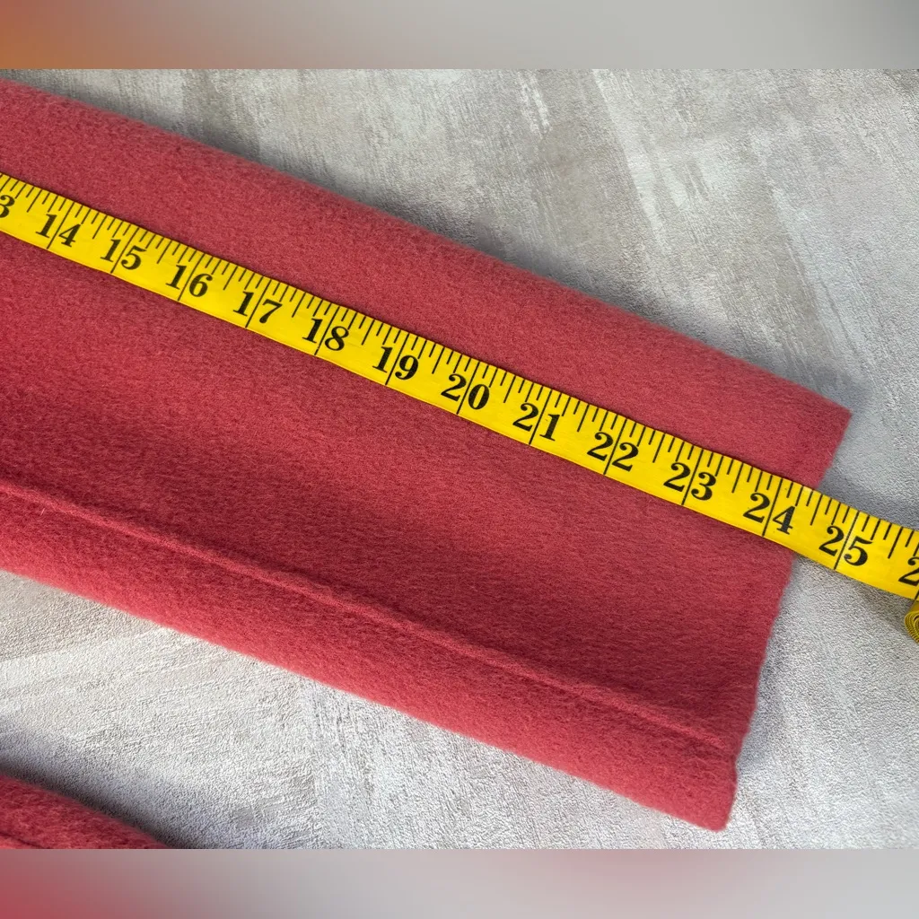 Talbots Women's Sz M Coral Pink Wool Blend Belted Waist Trench Coat With Pockets - Image 10