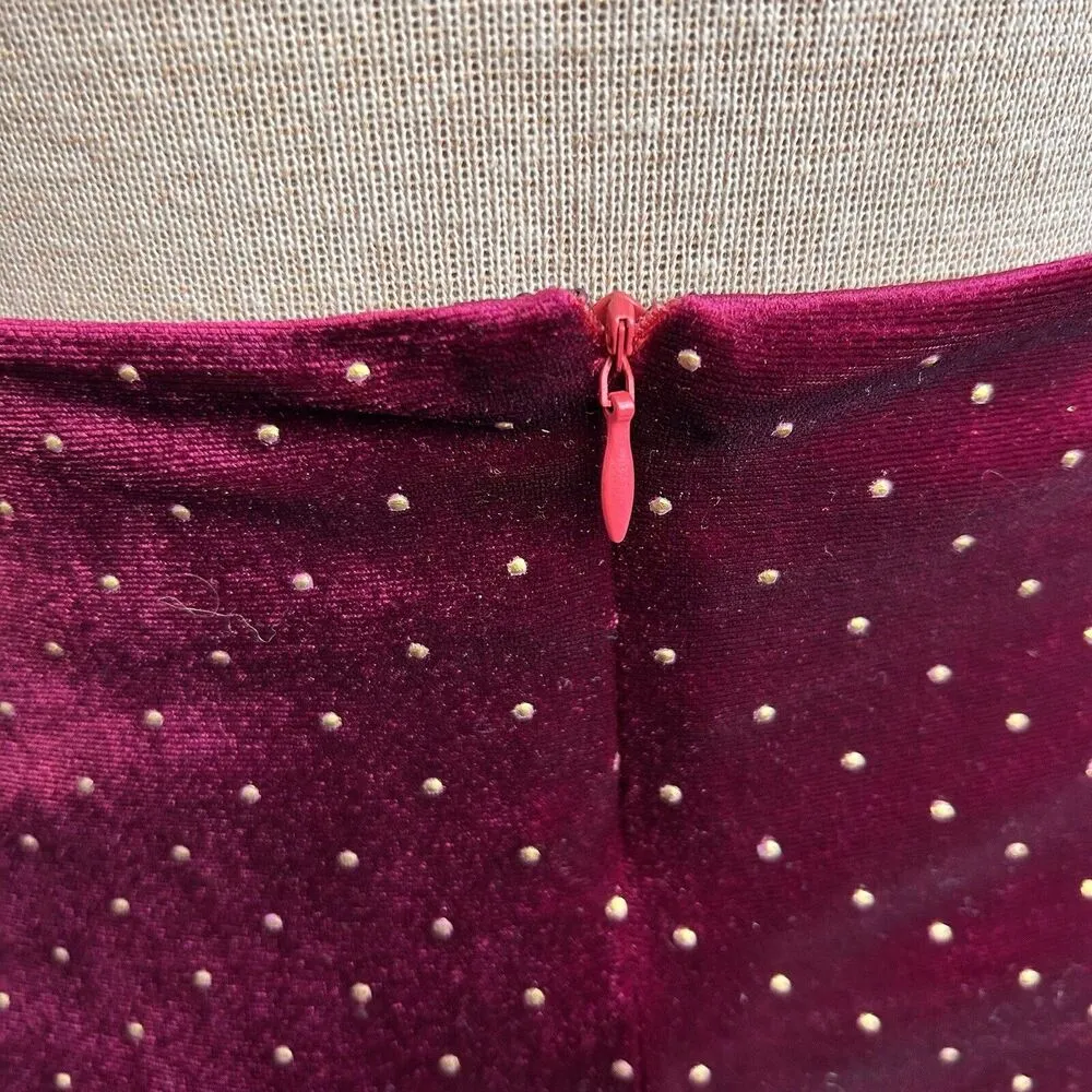 Alexia Admor Finn Velvet Mini Skirt Size XL Burgundy New $179 Gold Studded - Image 5