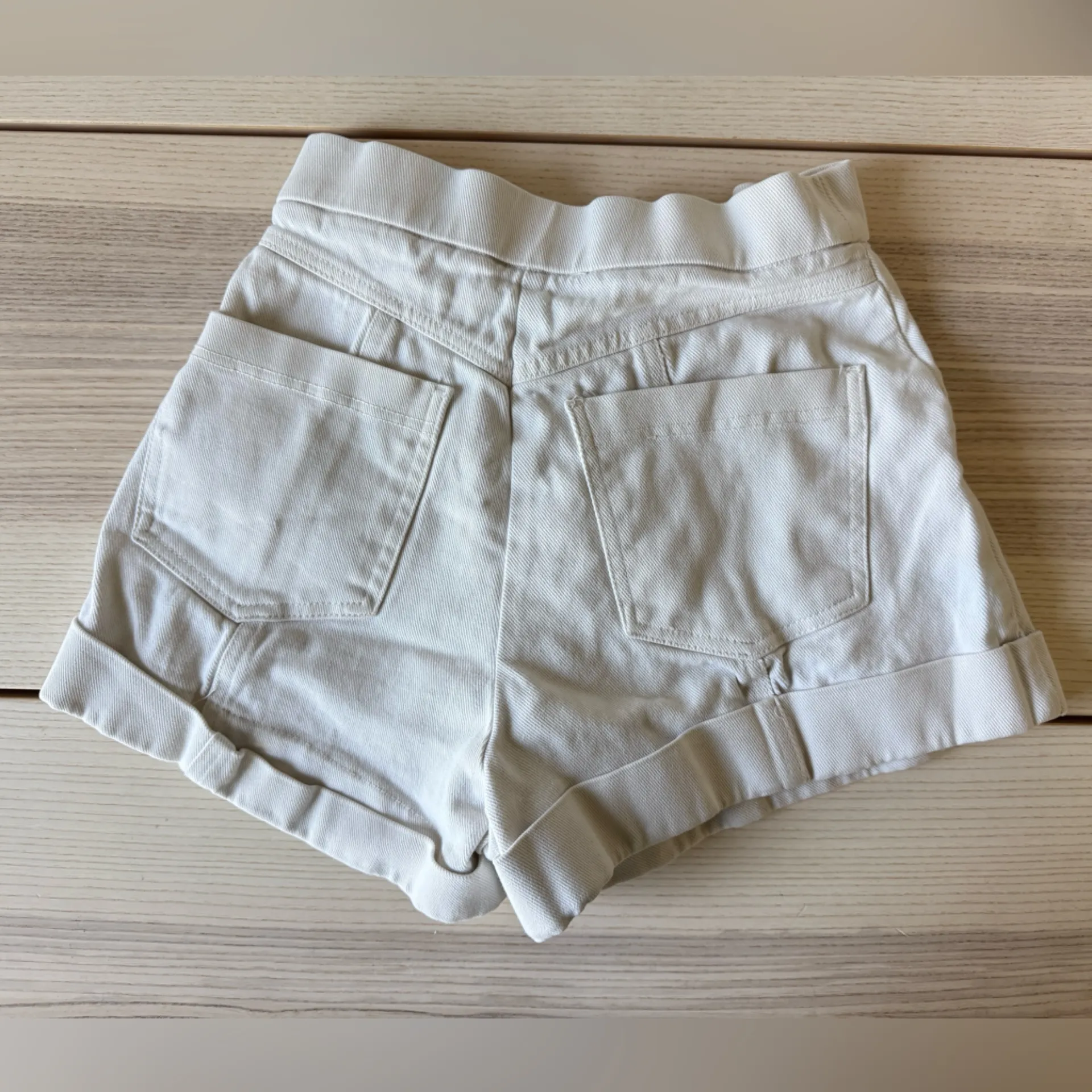 Zara High Waist Cream denim Shorts women size XS - Image 4