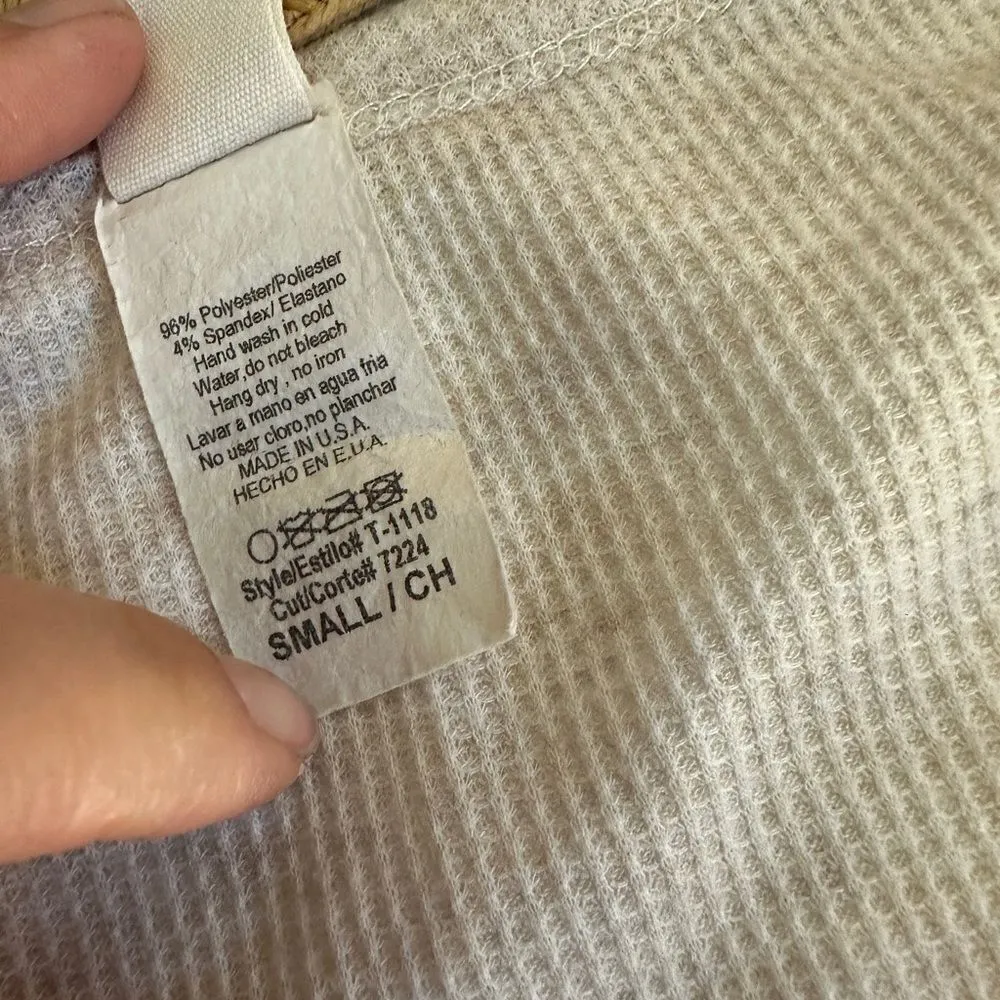 7th Ray  Neutral Waffle Knit Front Tie Button Down Oversized Top - Image 5