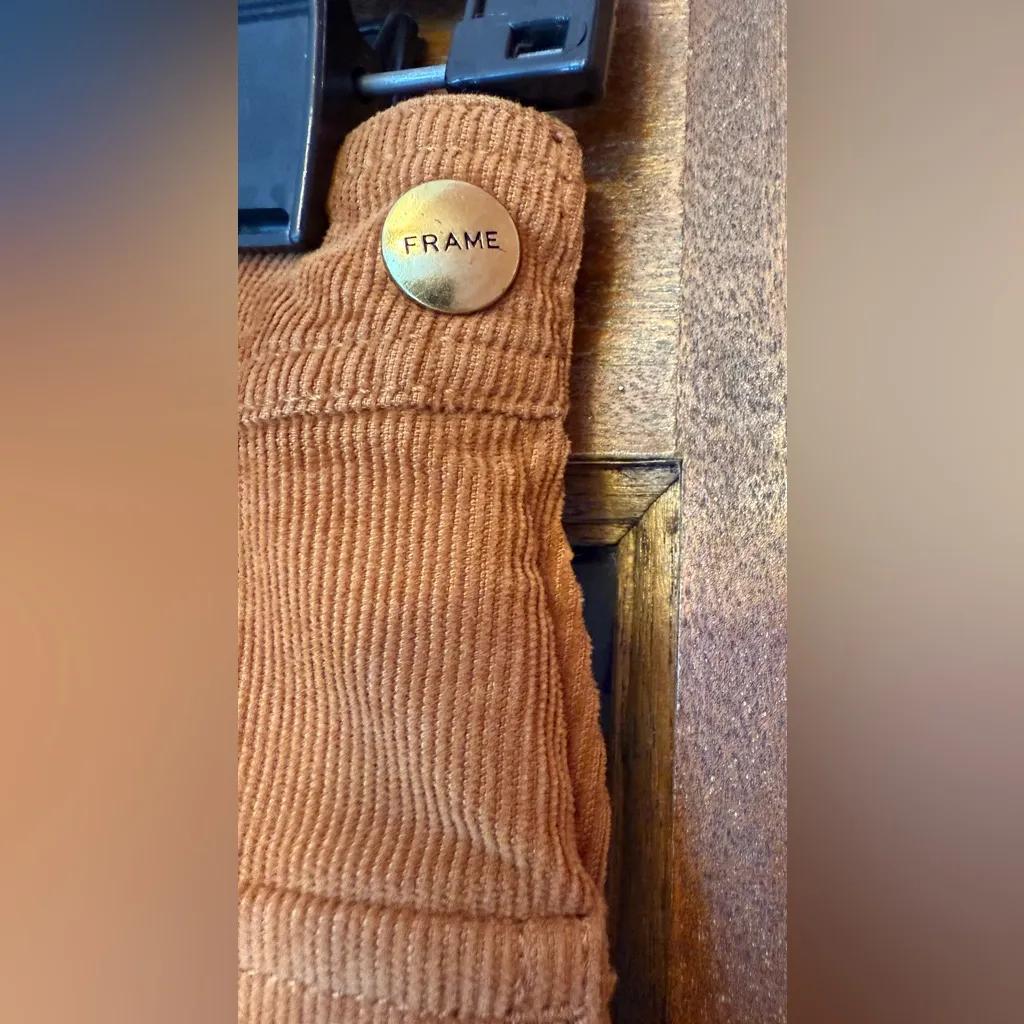 Frame Denim Le Bardot Tobacco Corduroy Fall Mini Skirt Side Zip - Size 23 - Image 6