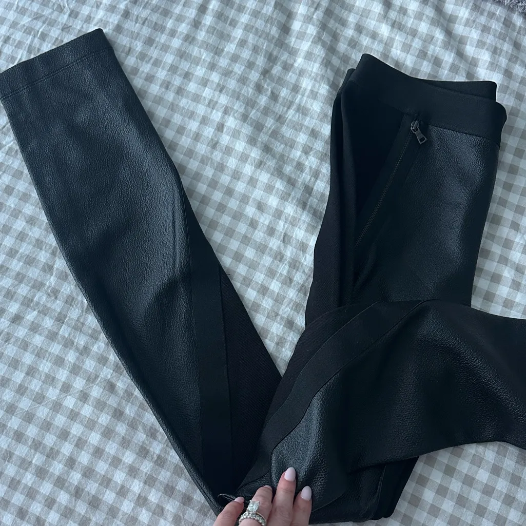 Black Women's Faux Leather Leggings - Image 11