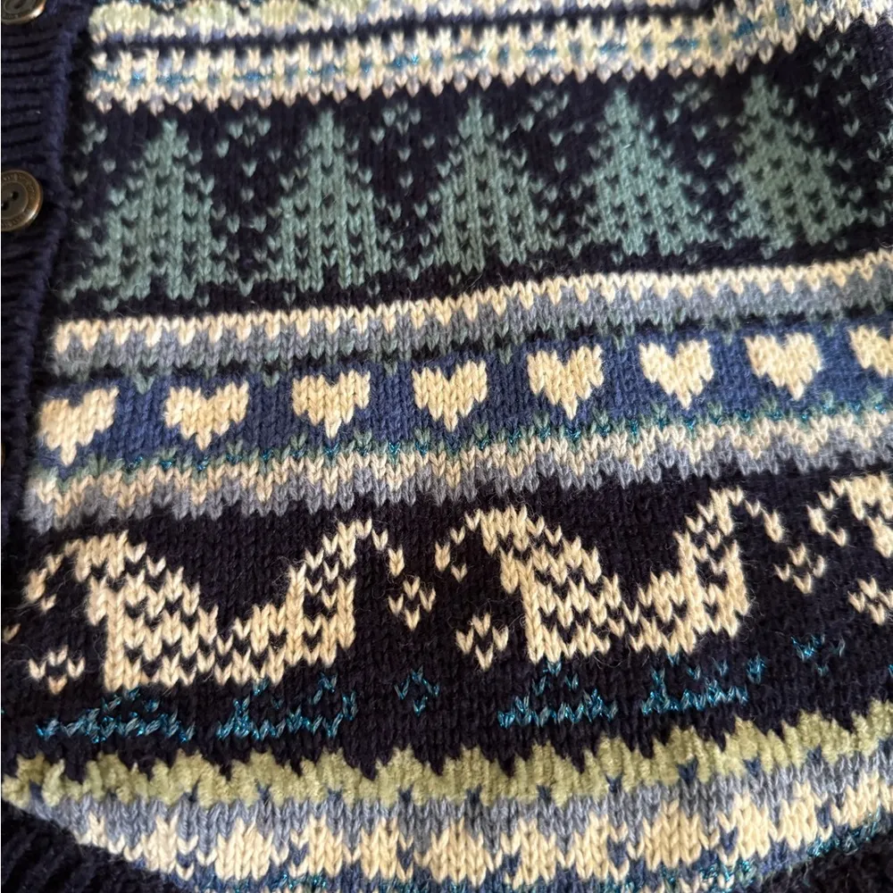 Women’s Vintage Baxter & Wells Knit Holiday Vest Size Medium Blue - Image 2