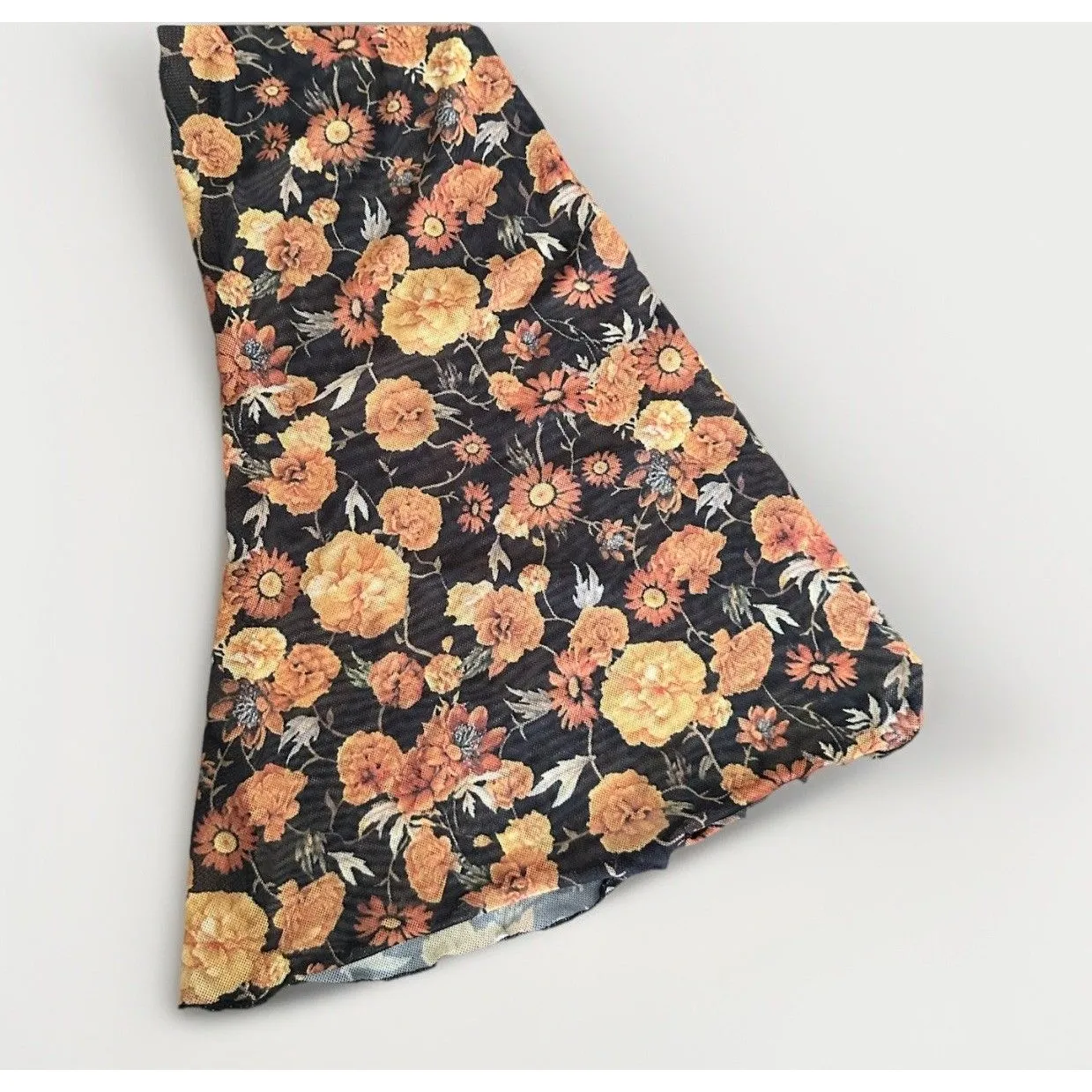 Floral Sheer Chiffon Crop Blouse Bell Sleeve Boho‎ Y2K Festival Fall Goblincore Brown - Image 6