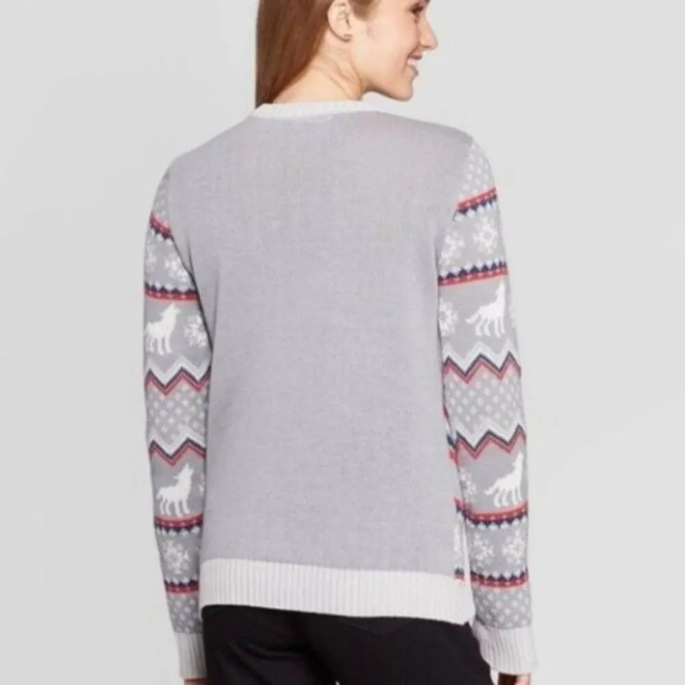 Game Of Thrones Women’s Winter Is Here Wolf Fair Isle Holiday Sweater Size M - Image 3