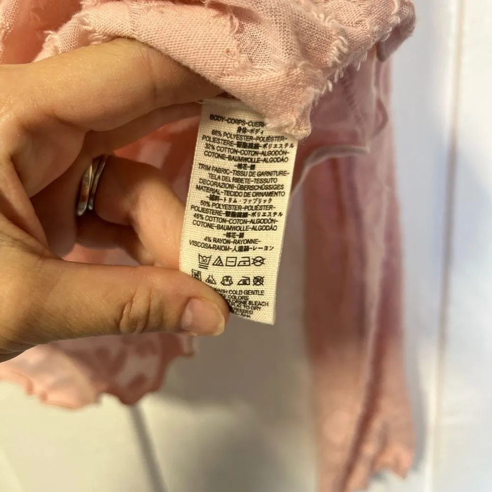 We the Free by Free People burnout floral long sleeve pink crewneck top sz med - Image 5