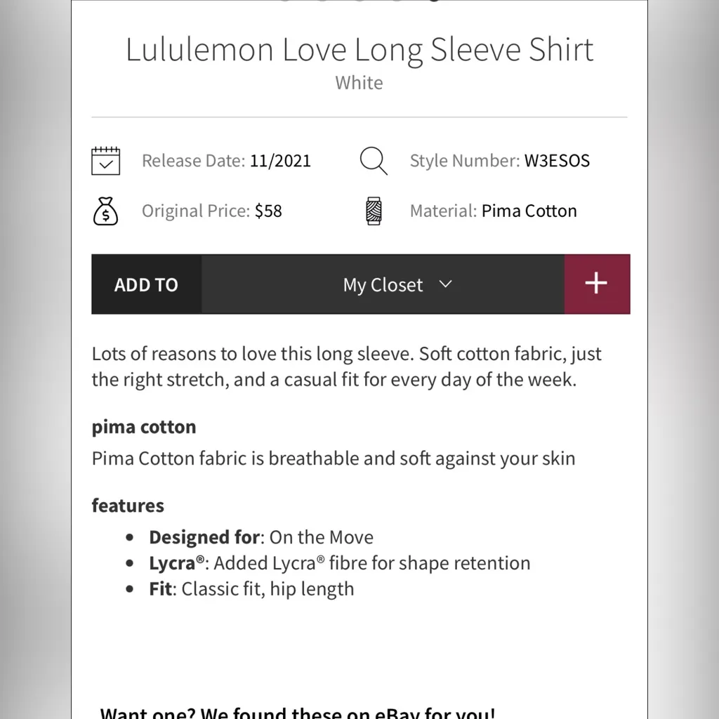 Lululemon Love Long Sleeve Shirt Sz 8 - Image 6