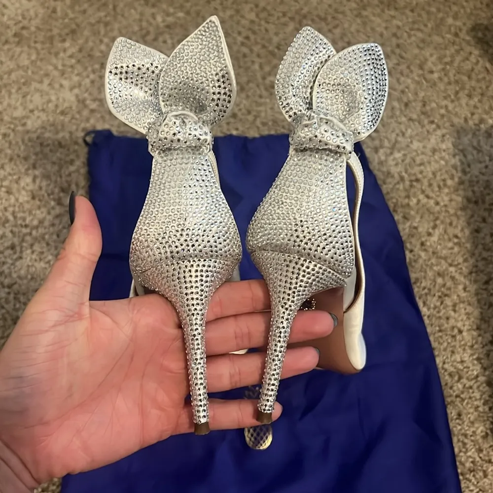 Aquazzura bow tie crystal pump 85 White Size 8 - Image 7