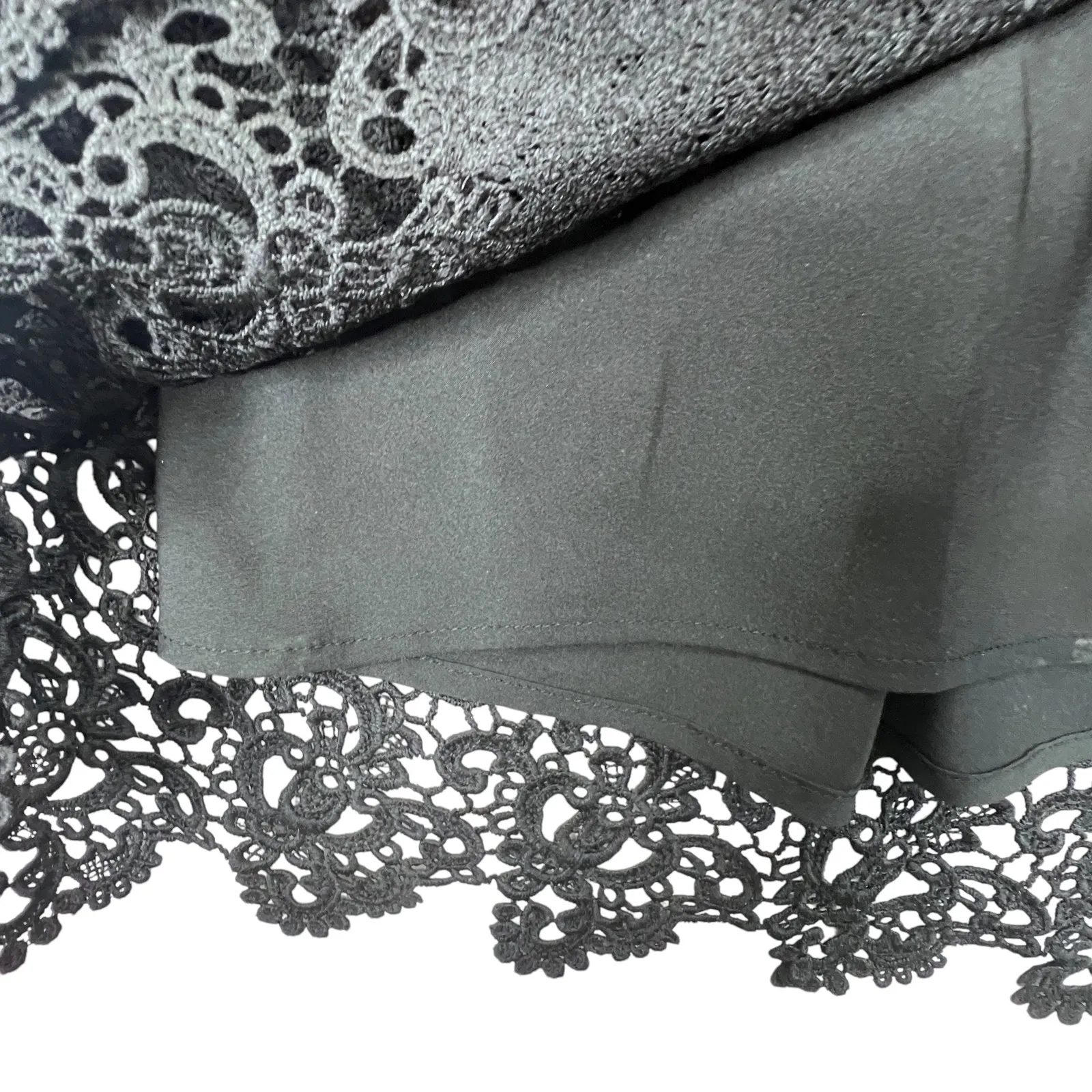 Banana Republic Heritage Belted Lace Shirt Dress Women Size 2 Black Crochet Hem - Image 14