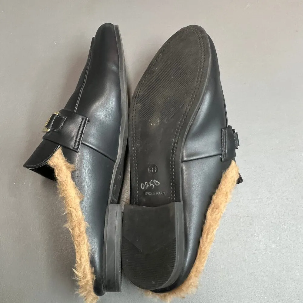 Madden Girl Brinly Womens Loafers Mules Size 8.5 Faux Leather Faux Fur Slip On - Image 9