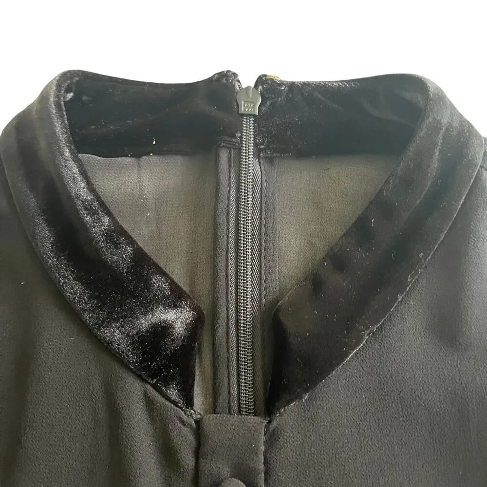 Mikael Aghal Vintage Black Sheer Lace Long Sleeve Button Front Sheath Dress 10 - Image 6