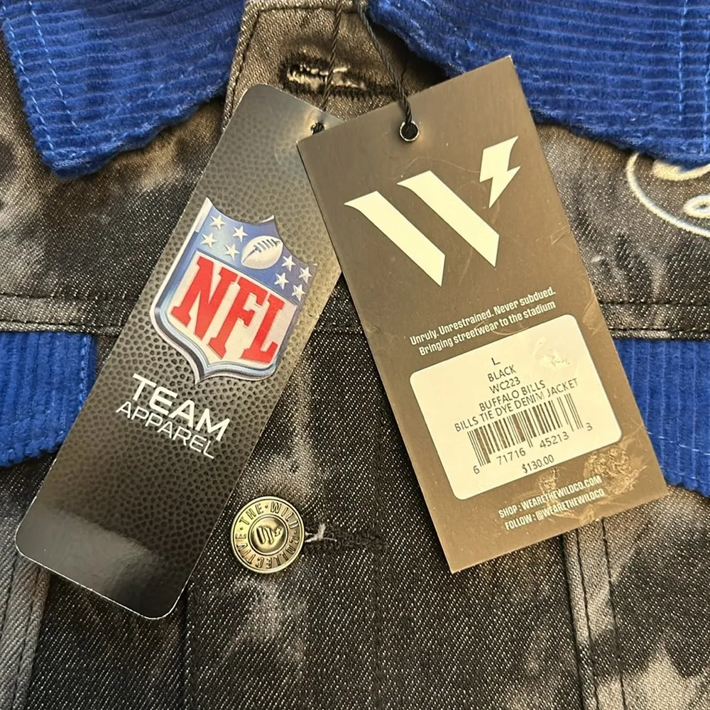 NWT NFL x The Wild Collective Buffalo Bills women’s tie-dye denim jacket - Image 7