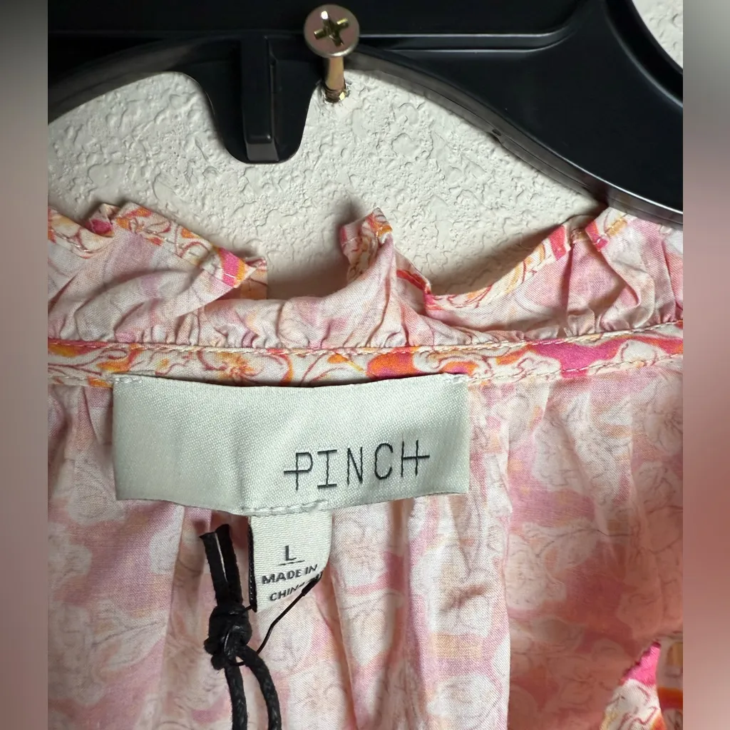 Pinch Women Size Large Ruffles Mini Floral Dress Short Puffy Sleeves Modest‎ New Orange - Image 4