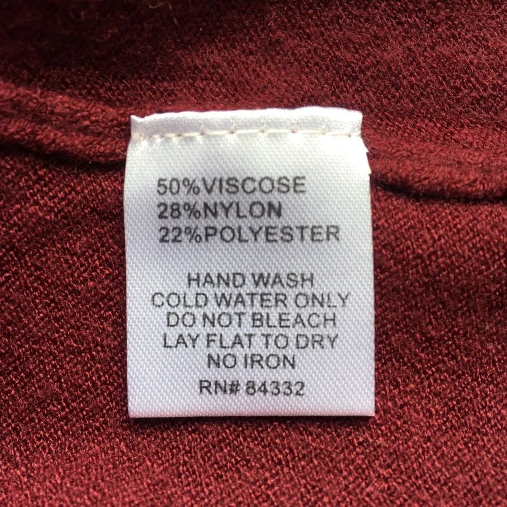 🔃3 Sisters Red Burgundy Knit Scoop Neck Sweater Size M - Image 5