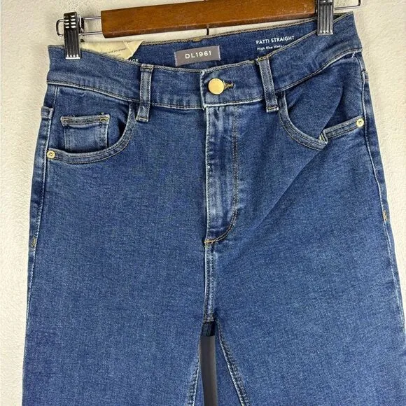 DL1961 Patti Straight NWT Size 25 High Rise Vintage 31" Denim Jeans Split Cuff - Image 3