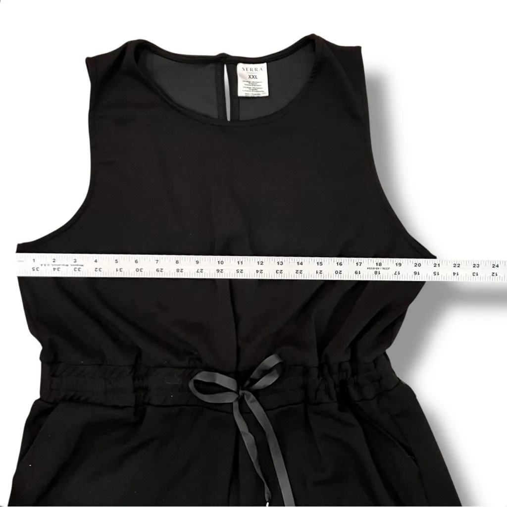 NWOT Serra Women Solid Black Sleeveless Pleated Tie Waist Wide Leg Jumpsuit XXL - Image 4