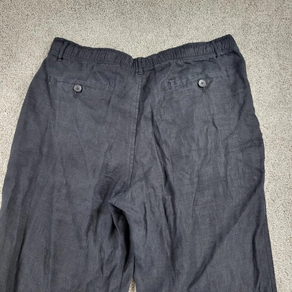 Club Room Luxury Womens Linen Pants XL Black Drawstring Straight Leg Pockets - Image 7