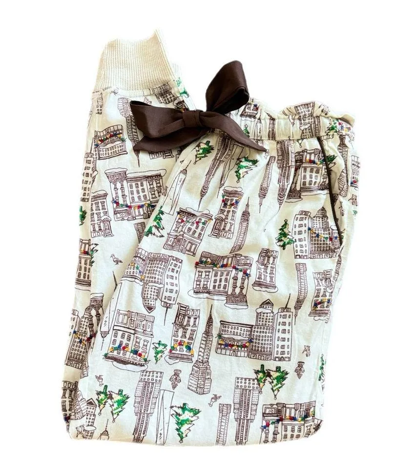 New American Eagle women’s NYC Pajama lounge pants Brown X - small - Image 3