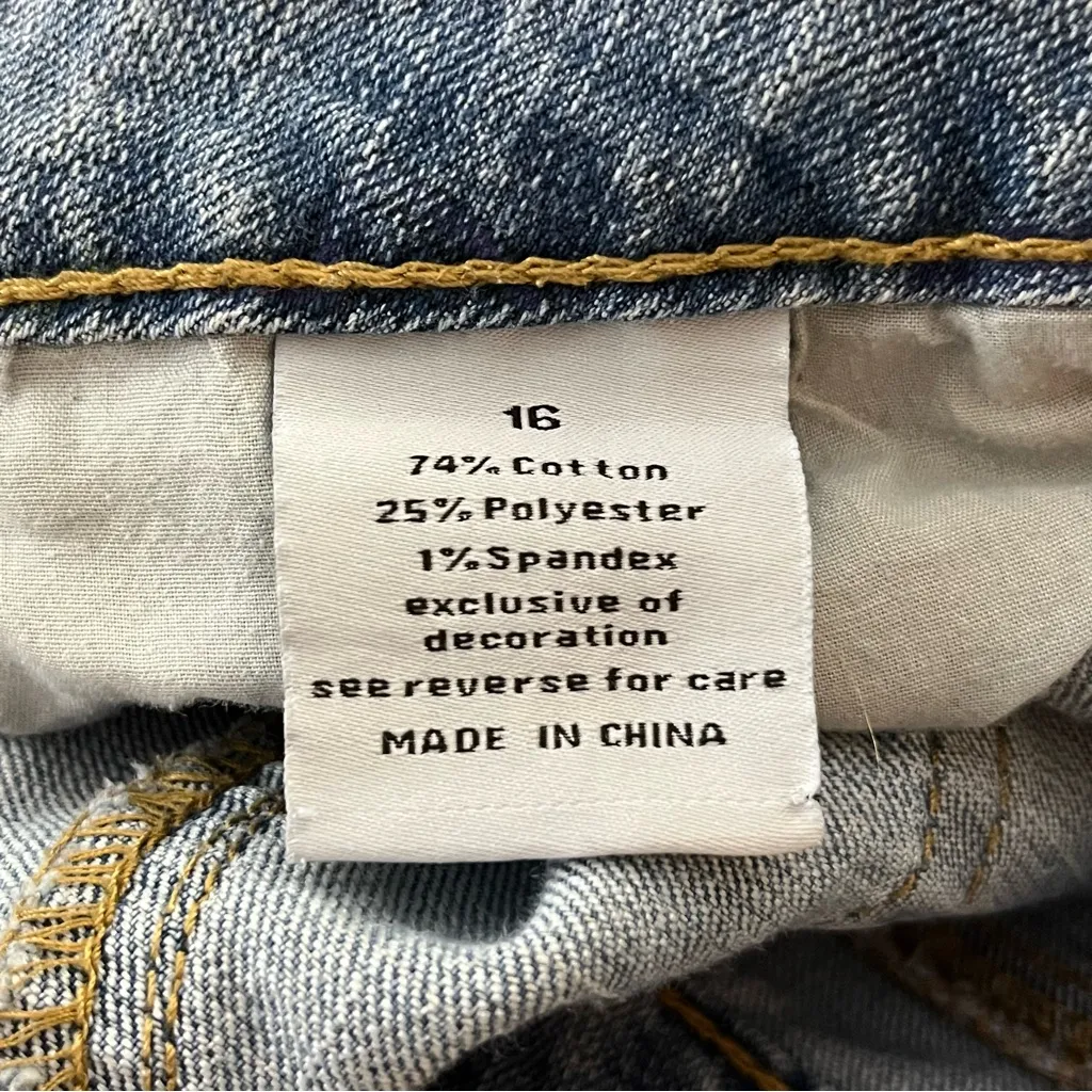 Blue Epic Floral Paisley Print Crop Jeans Mid Rise Stretch Denim Women’s 16 - Image 7