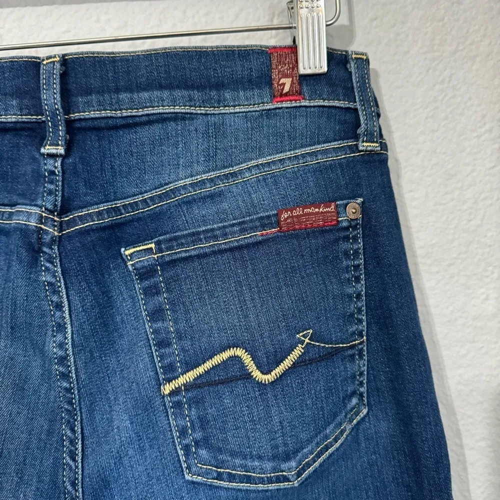 7 For All Mankind Women Cropped Ankle Gwenevere Mid Rise Washed Blue Jeans Sz 28 - Image 9