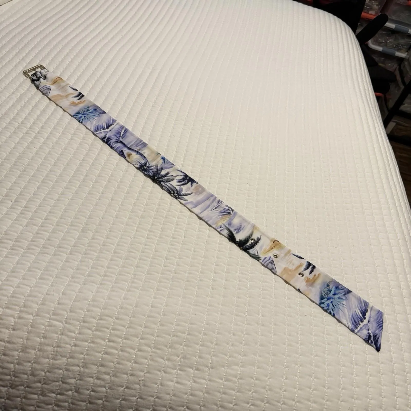 Women’s Small Miami Tropical Fabric Belt Multi Color Gold Tone Buckle - Image 12