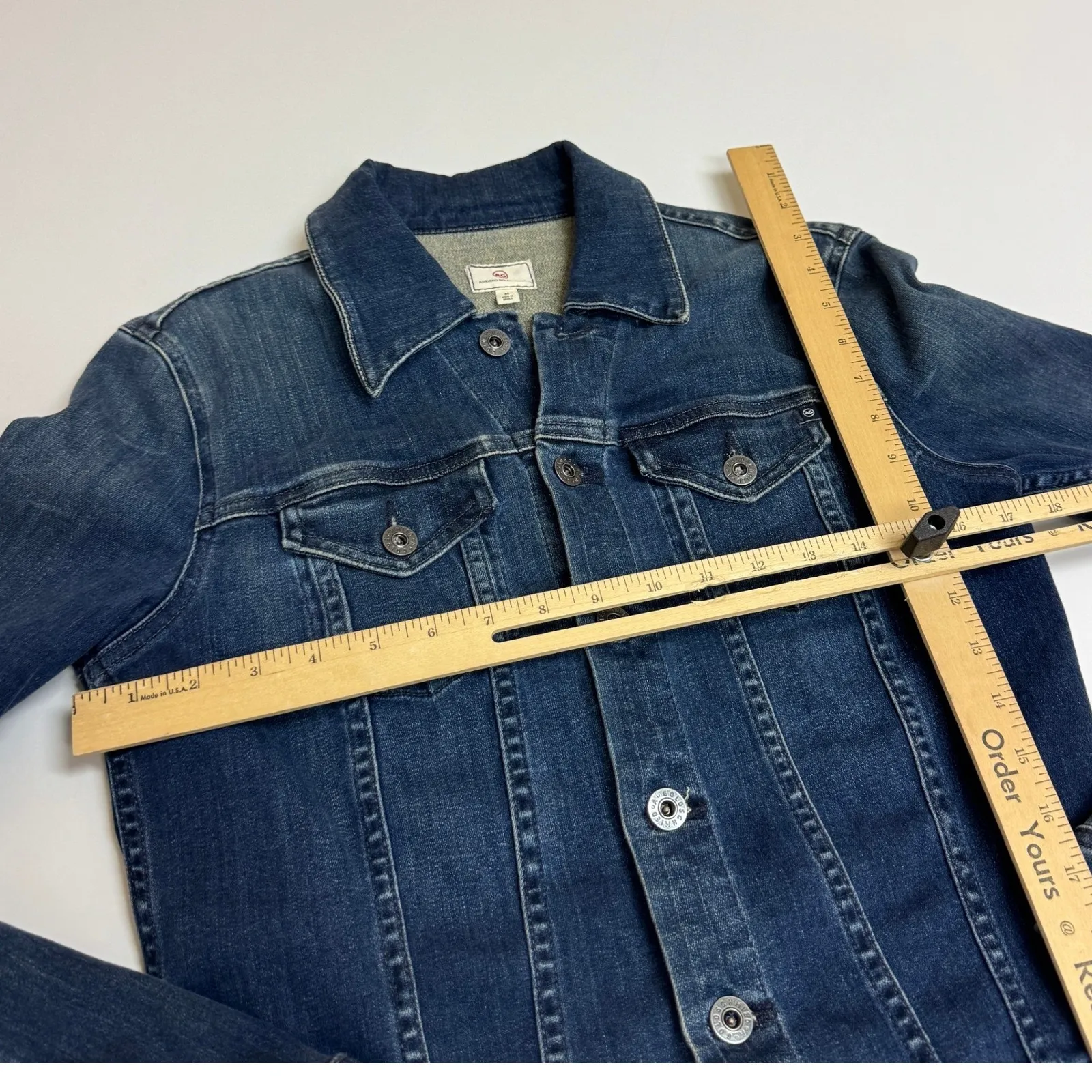 Adriano Goldschmied Jean Jacket Womens Medium Blue Robyn Denim Button Trucker - Image 7