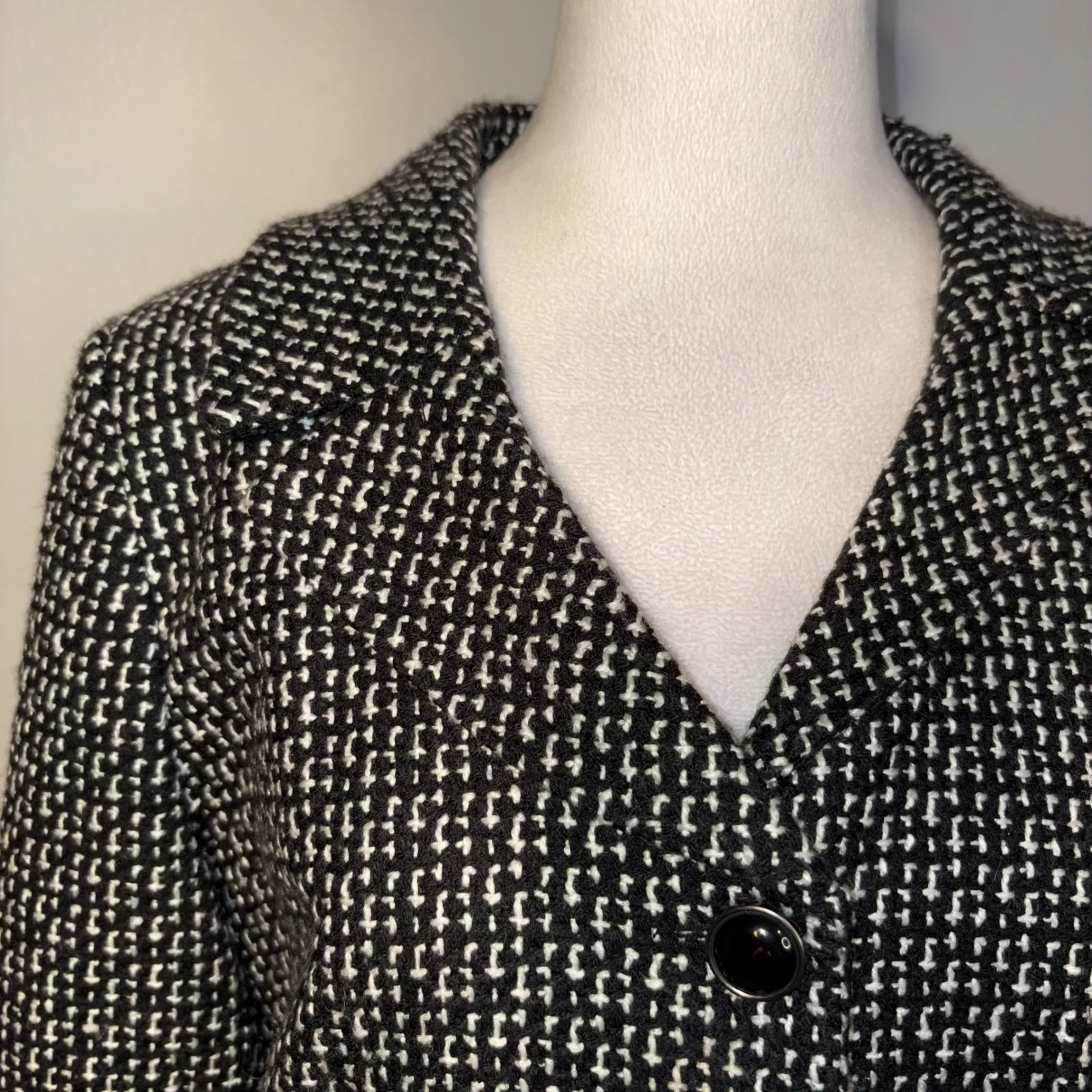 SANDRO Sportswear Black White Tweed Blazer Jacket Career Business Women's Size S - Image 2