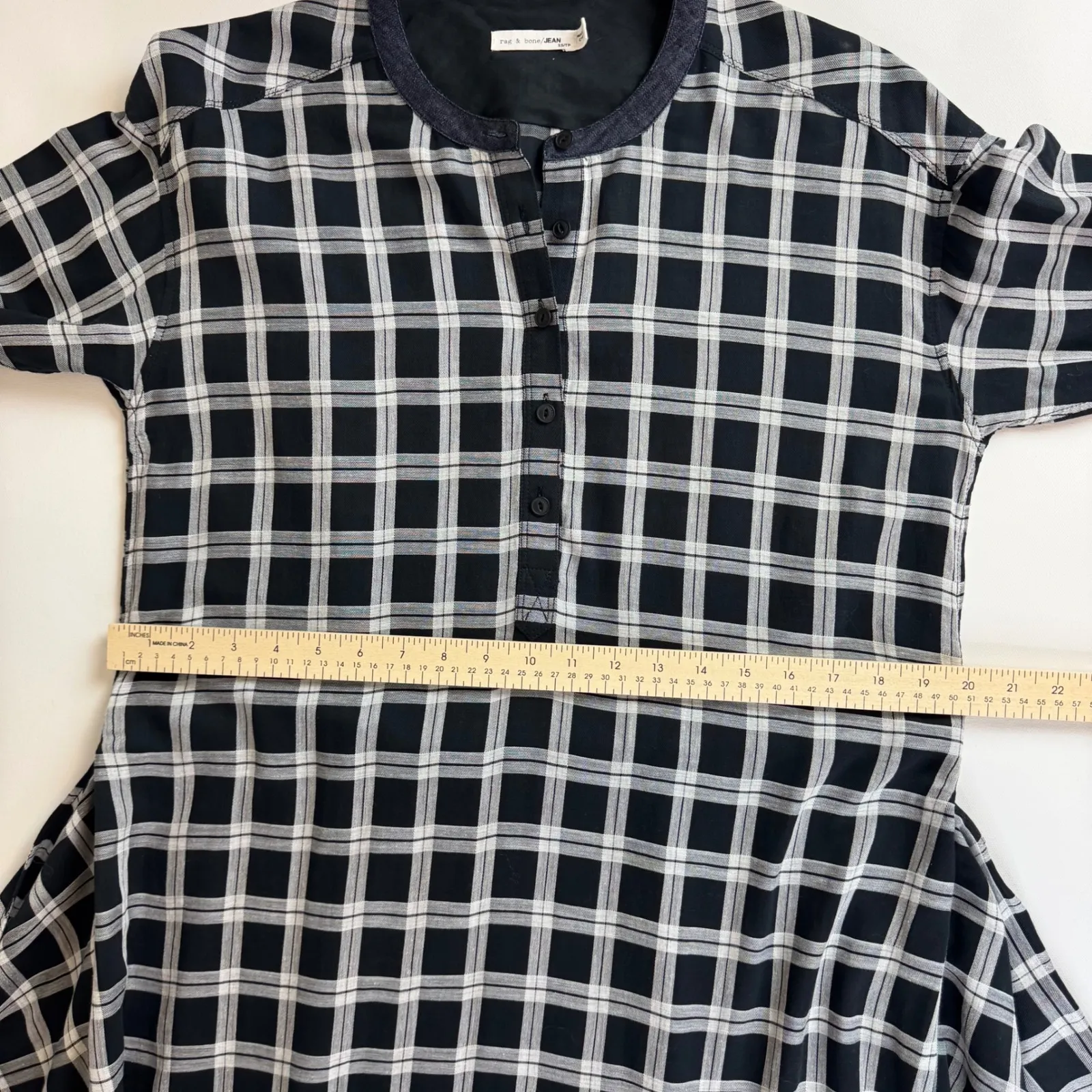 Rag & Bone Plaid Mini Dress Sz XS Black Long Sleeve Tie‎ Waist Casual Academia - Image 11