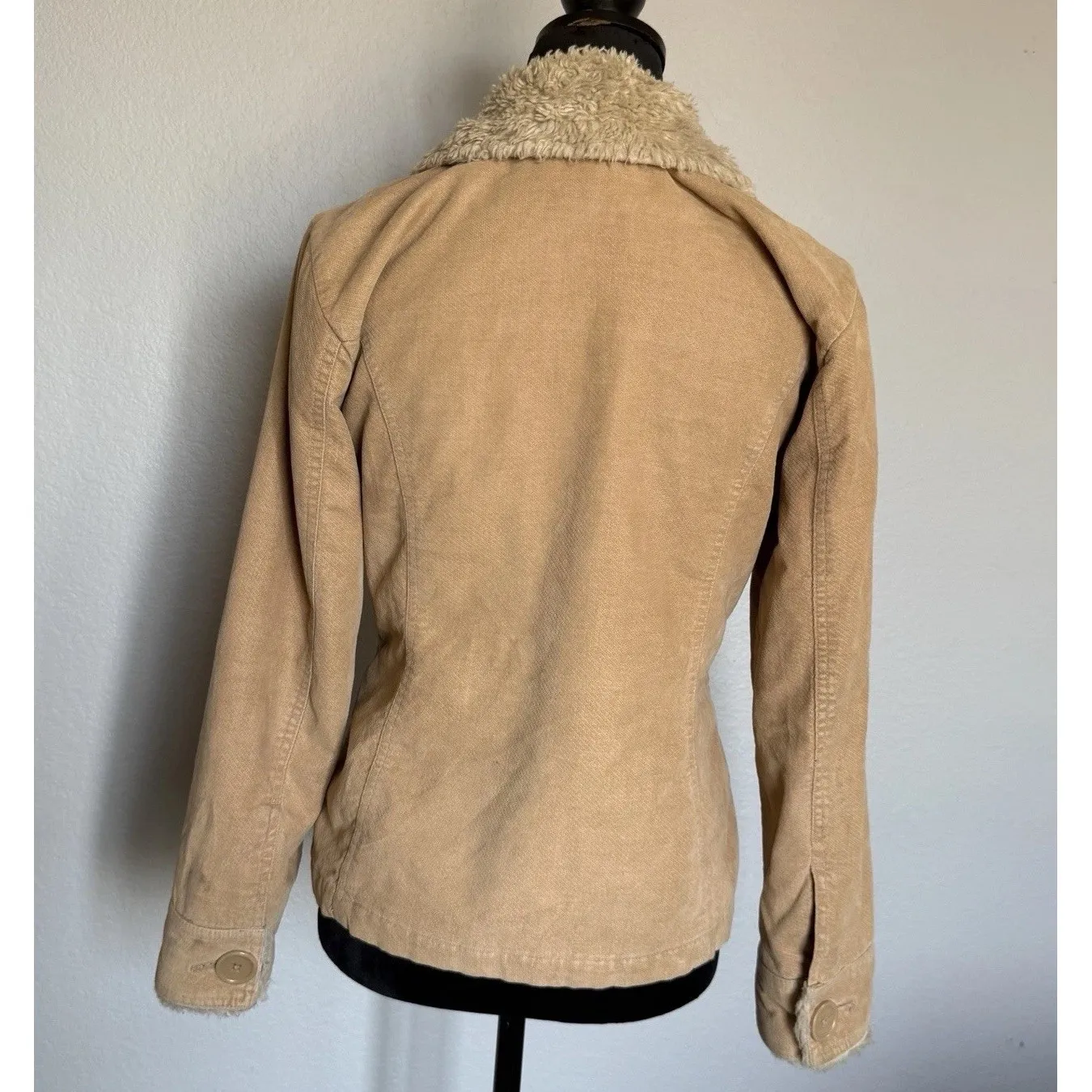 Vintage‎ Aeropostale L Double Breasted Corduroy Fur Jacket Y2K Women's Coat - Image 3