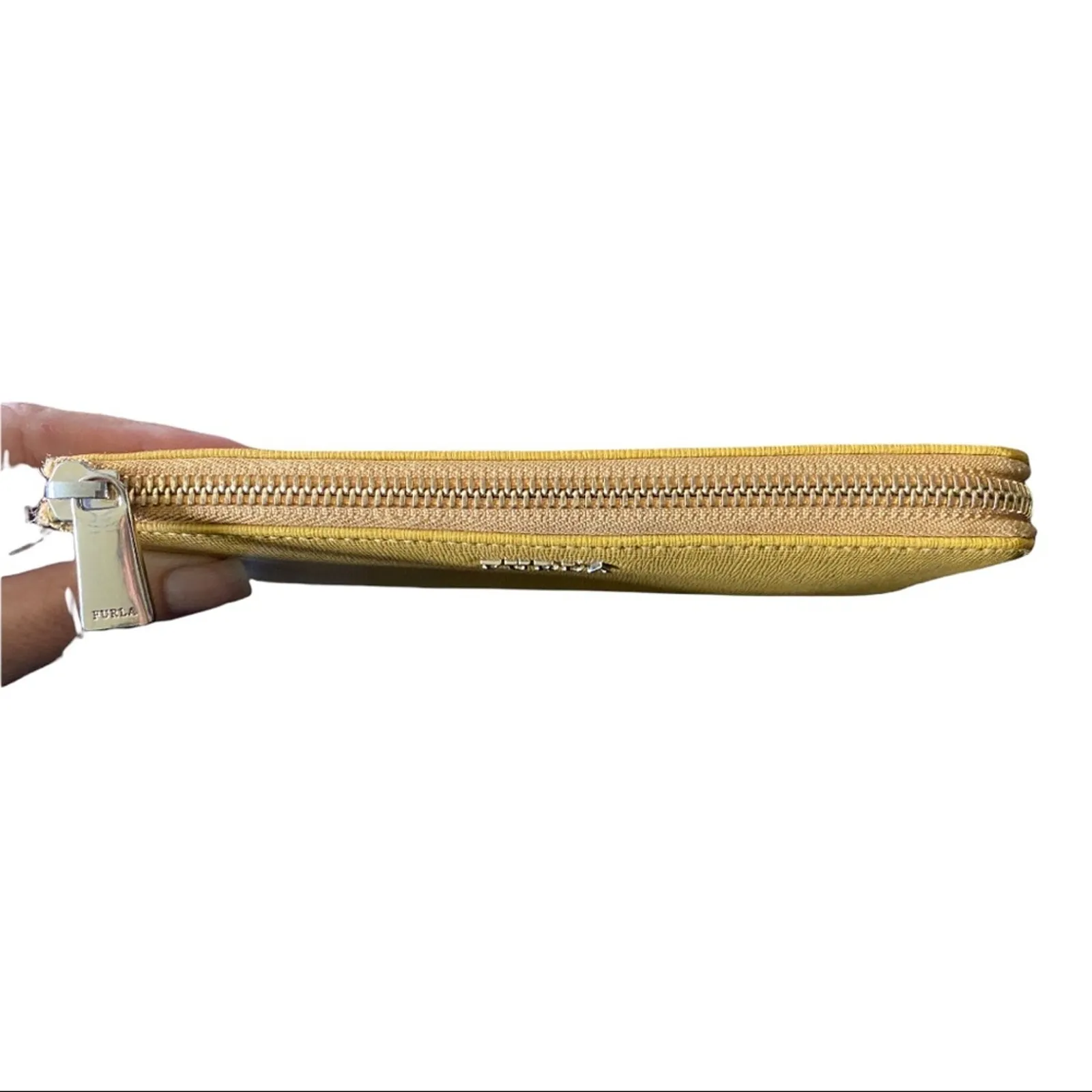 Furla Leather Yellow Zip Zippy Accordion Wallet EUC - Image 4