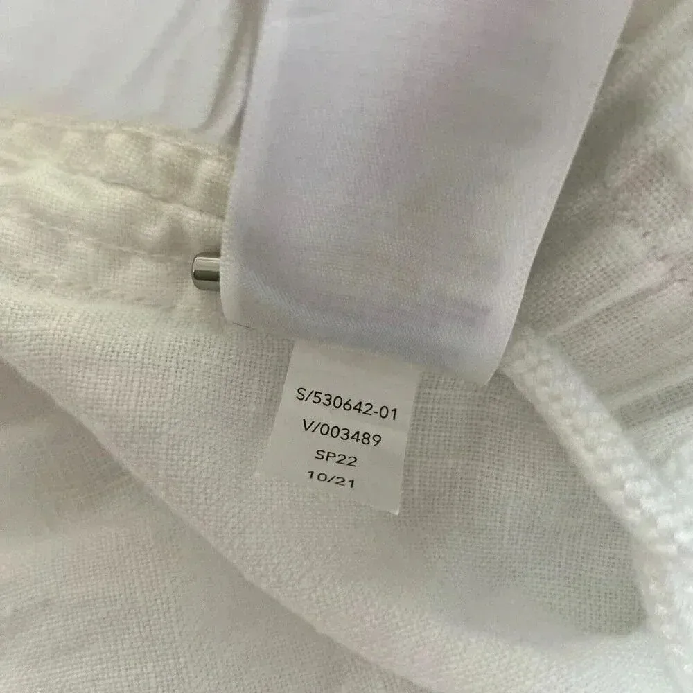 Athleta Cabo Linen‎ Jogger Pants Women's Size 12 White Pull On Elastic Pockets - Image 9