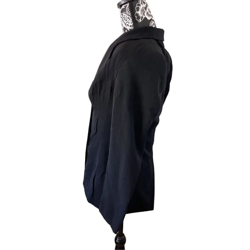 INC International Concepts Petite Blazer Suit Jacket Shoulder Pads Career Workwe Black Size 4P - Image 4