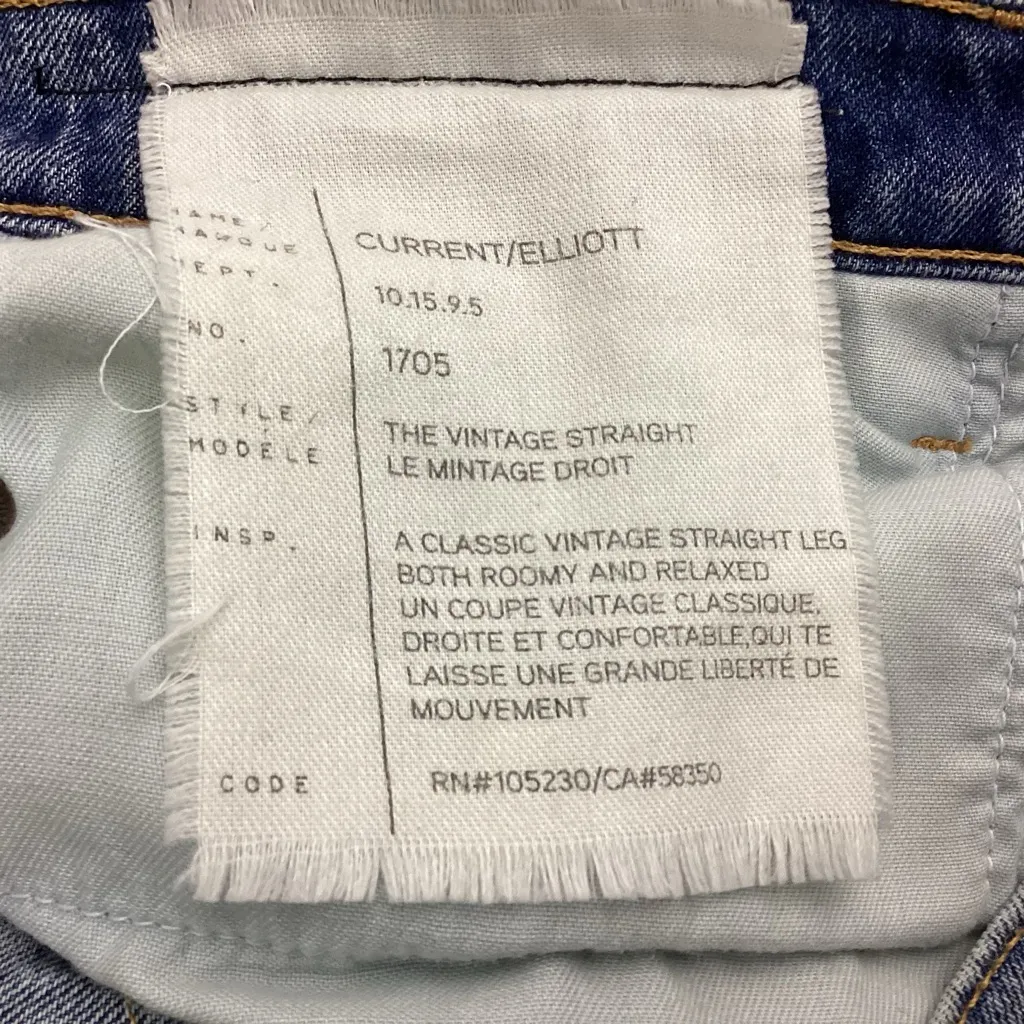 Current/Elliott The Vintage Straight Triumph Destroy W/ Overlock Hem Size 28 - Image 10