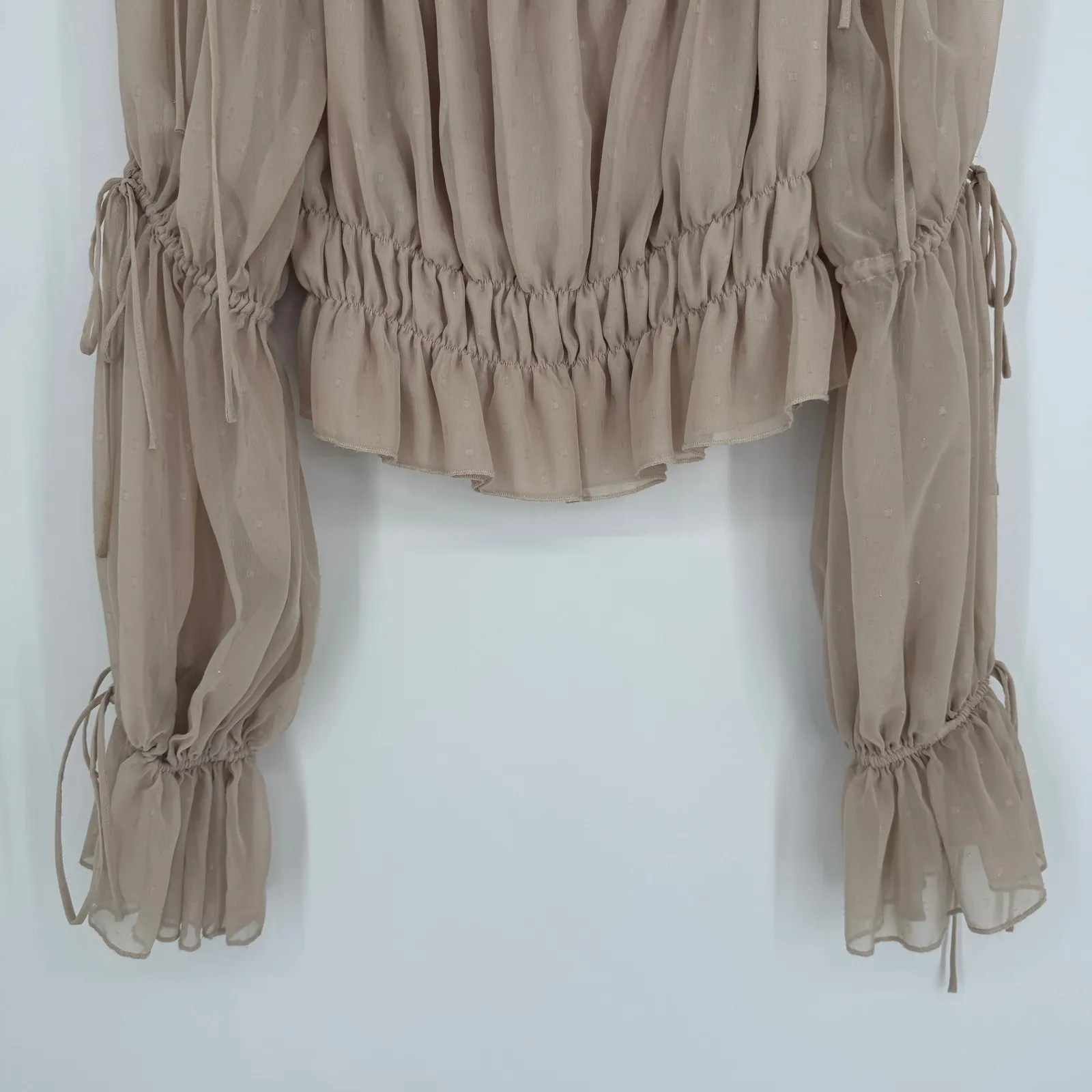 Revolve x Chrissy Teigen Sands Off Shoulder Top Medium Beige Boho Chic Feminine - Image 5