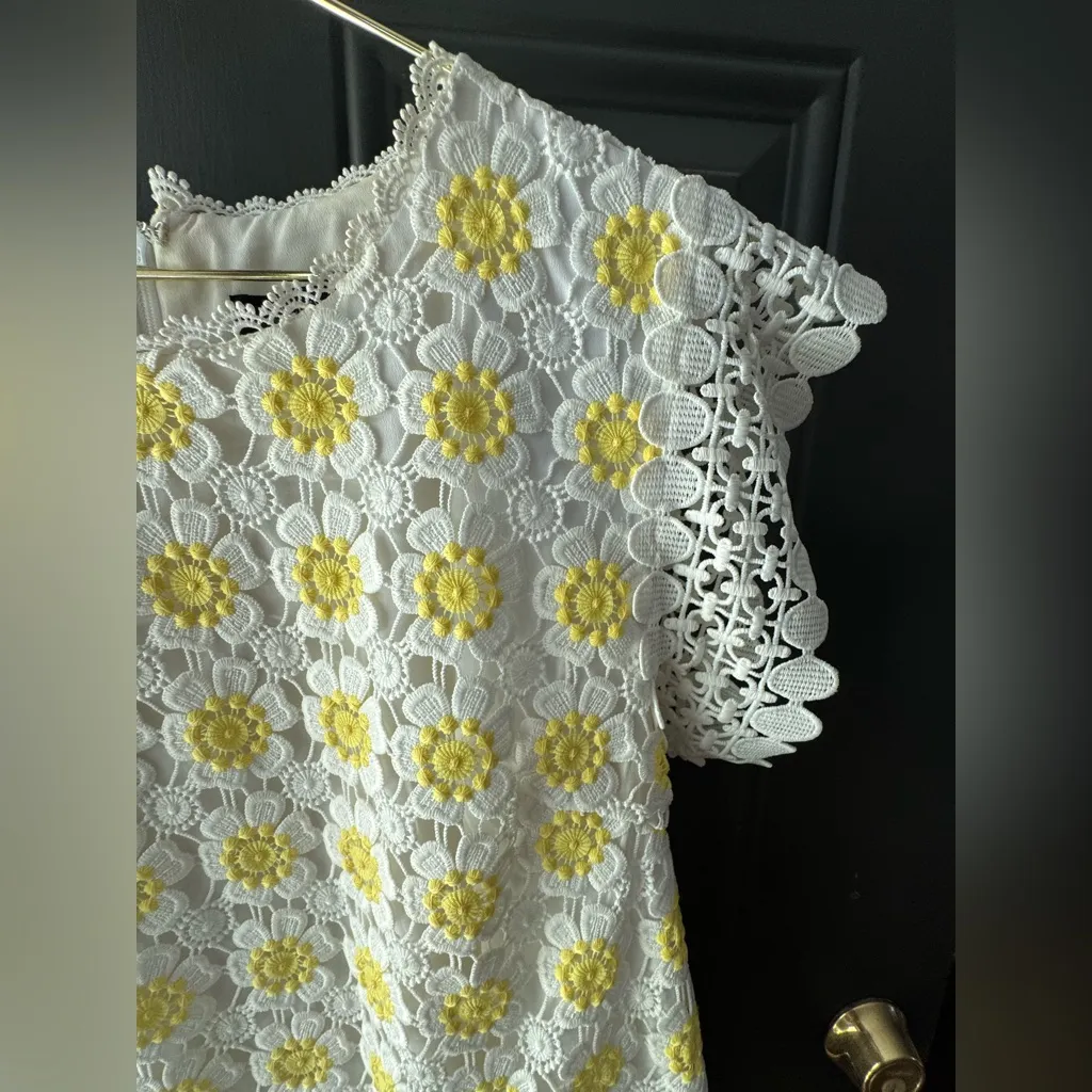 J. Crew Floral Lace Yellow Daisy Crochet Dress - Image 7