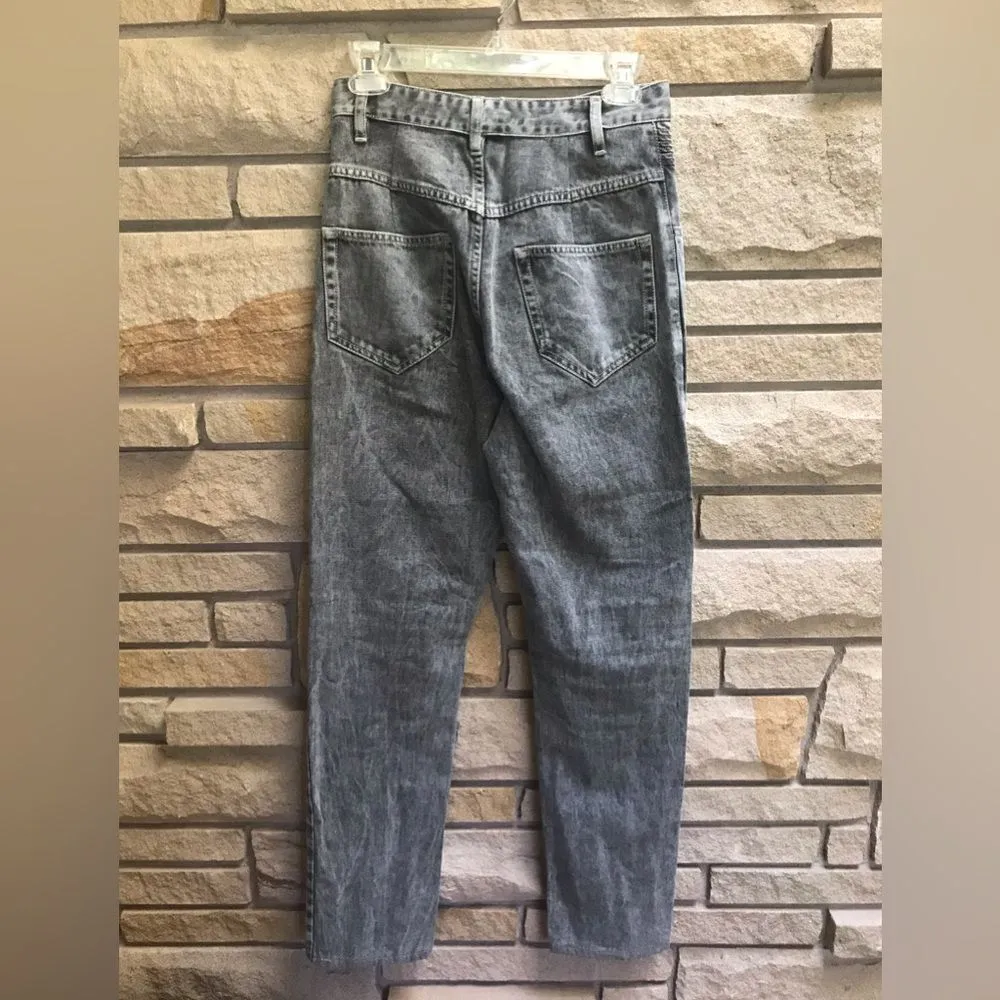 Isabel Marant Etoile Pantalon Hominy Gray High Waist Acid Stone Wash Jeans 38 4 - Image 5