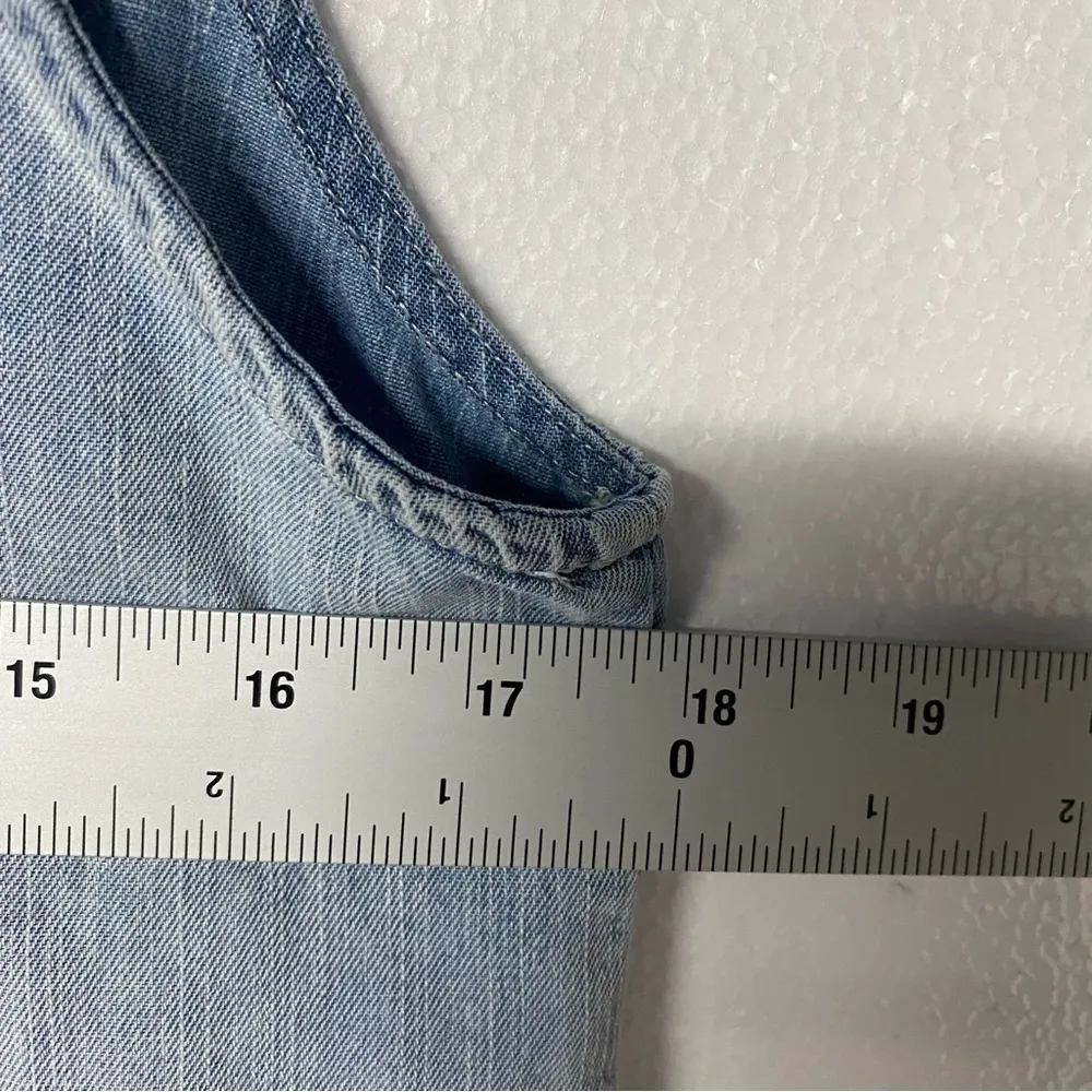 Cupshe Tunic Shirt Women M V Neck Sleeveless Chambray Oversized Summer Beach - Image 5