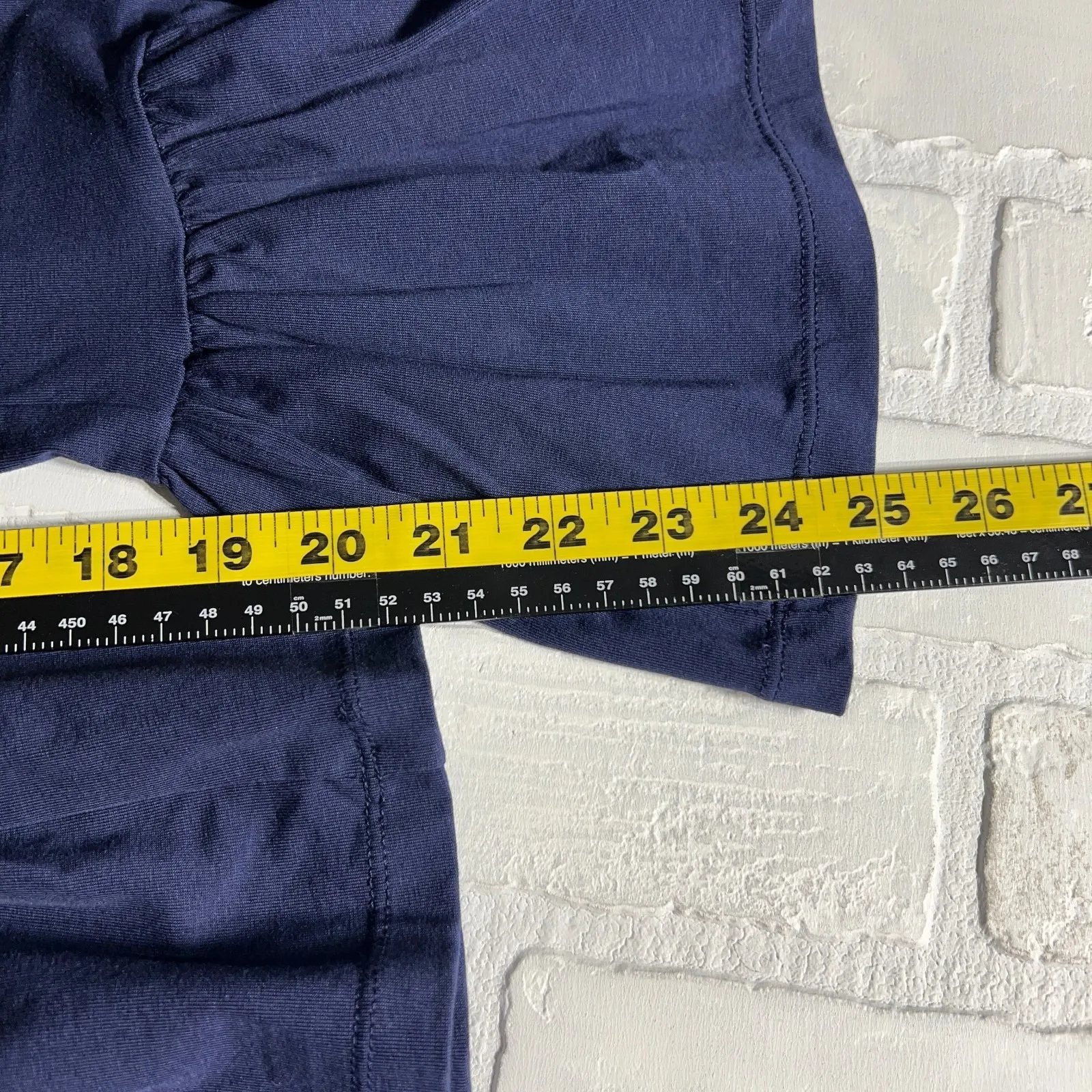 Matilda Jane Big Ruffle Pants Women Small Navy Blue Wide Leg Cotton Pull On Crop - Image 12