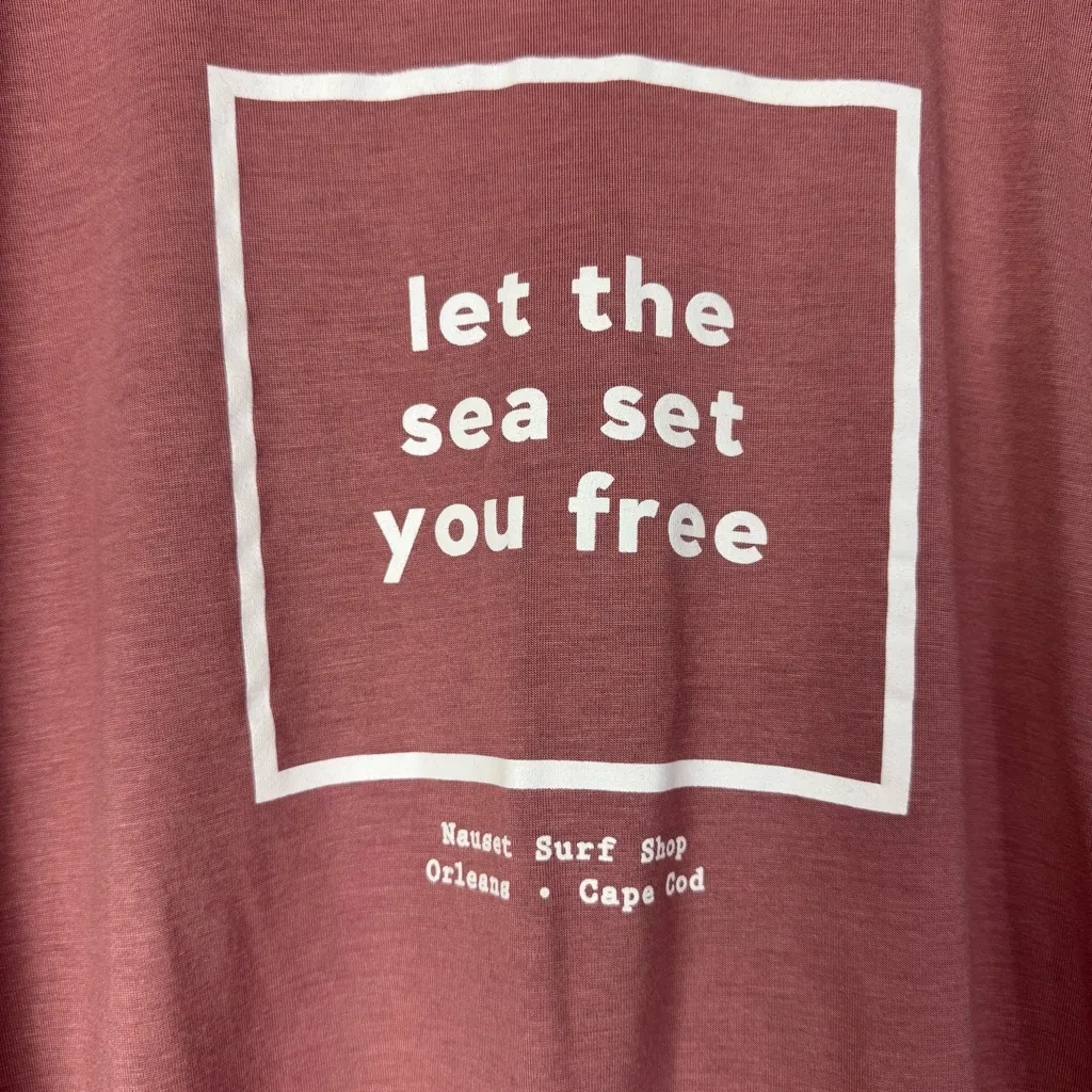 Nauset Surf Pink Let The Sea Set You Free Crop T-Shirt L - Image 4