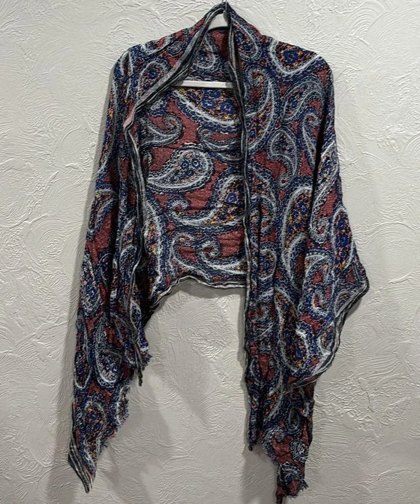 J Crew Paisley Print Linen Blend Scarf - Image 5