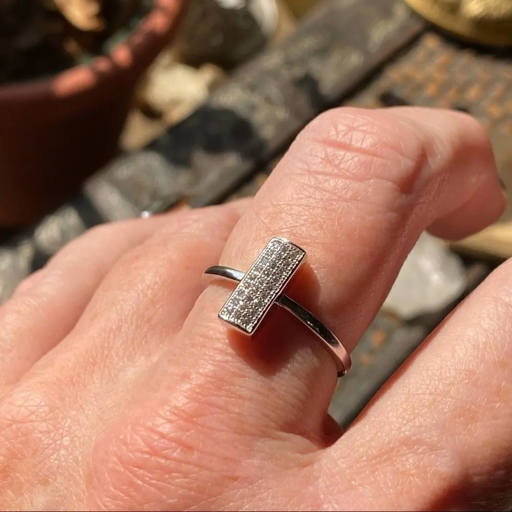 Micro Pave Cubic Zirconia Sterling Silver Ring Silver - Image 4