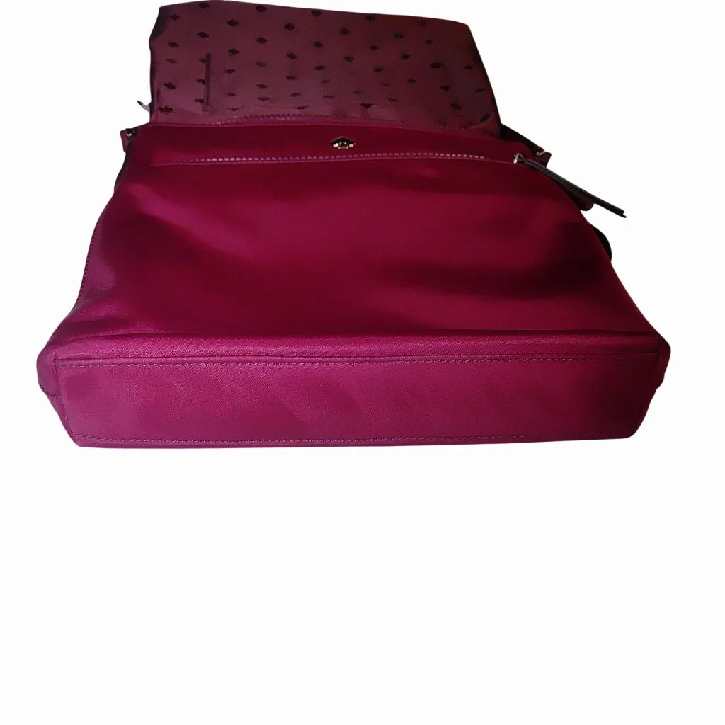 Kate Spade Burgundy Nylon Crossbody Bag Adjustable Strap Heart Lined Zip Closure - Image 3