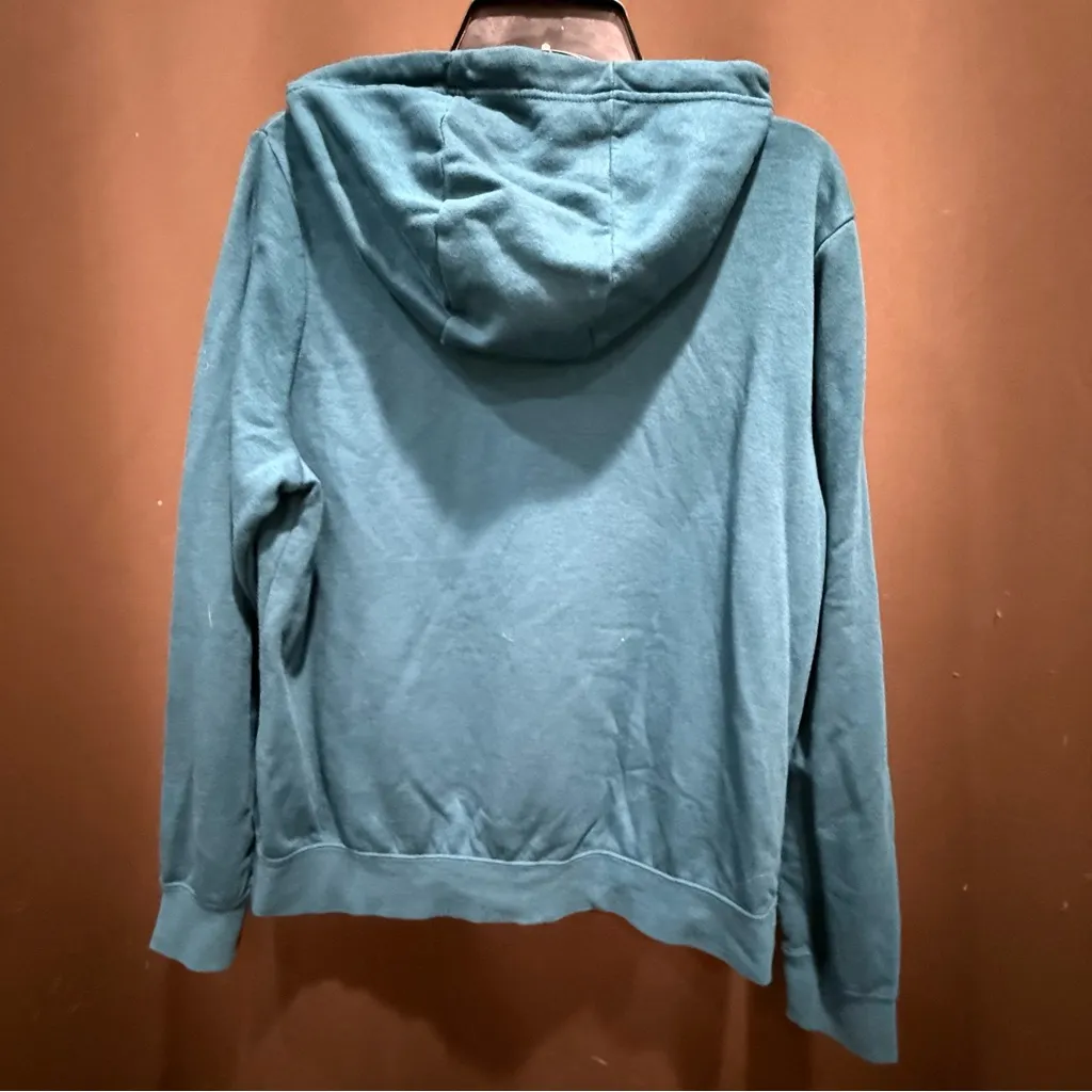 Nike Teal Blue Hoodie with Sparkly Silver Logo, Size L - Image 2