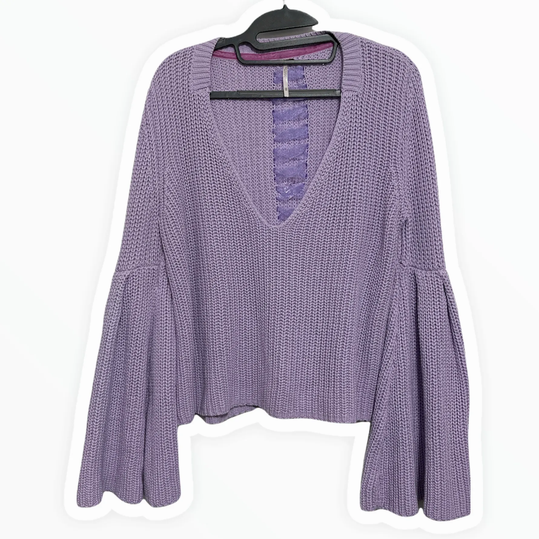 lilac knit bell sleeve sweater - Image 4