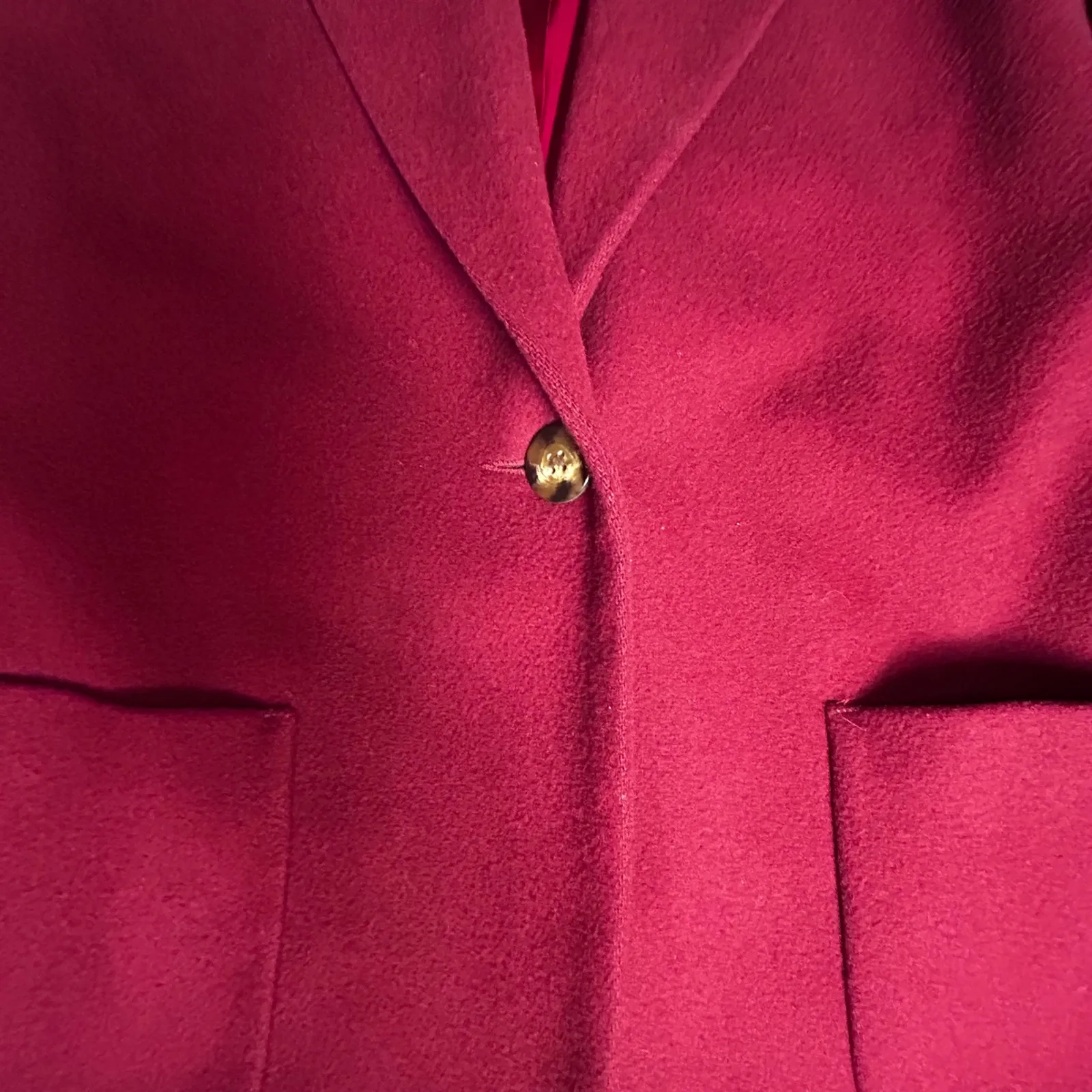 Lands End Vintage Wool Cashmere Blazer Jacket Burgundy Women's Size‎ 8 Petite - Image 3