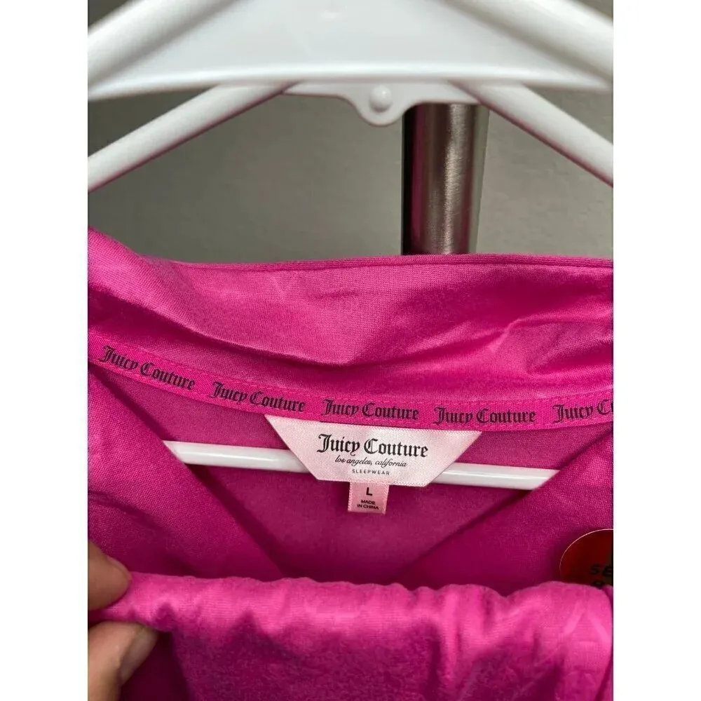 NWT Juicy Couture Logo Magenta Sleepwear Set 2 piece Pants Shirt Size L - Image 2