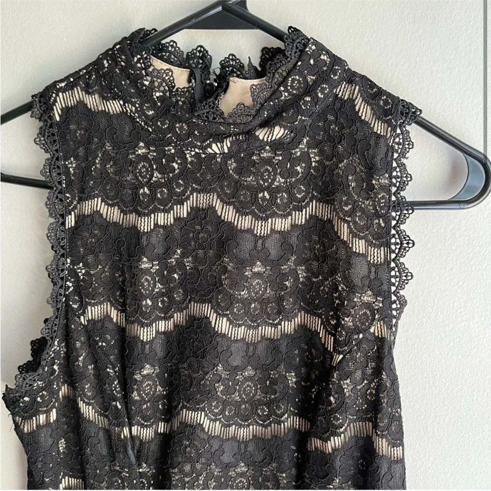 Three Pink Hearts Lace Dress with Cream Underlay Black - Image 2