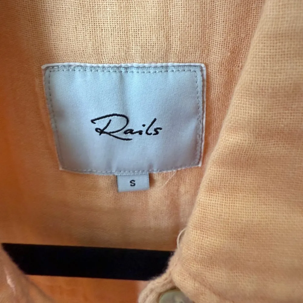 Rails  Light Orange Gauze Short Sleeve Button Down Top - Image 3