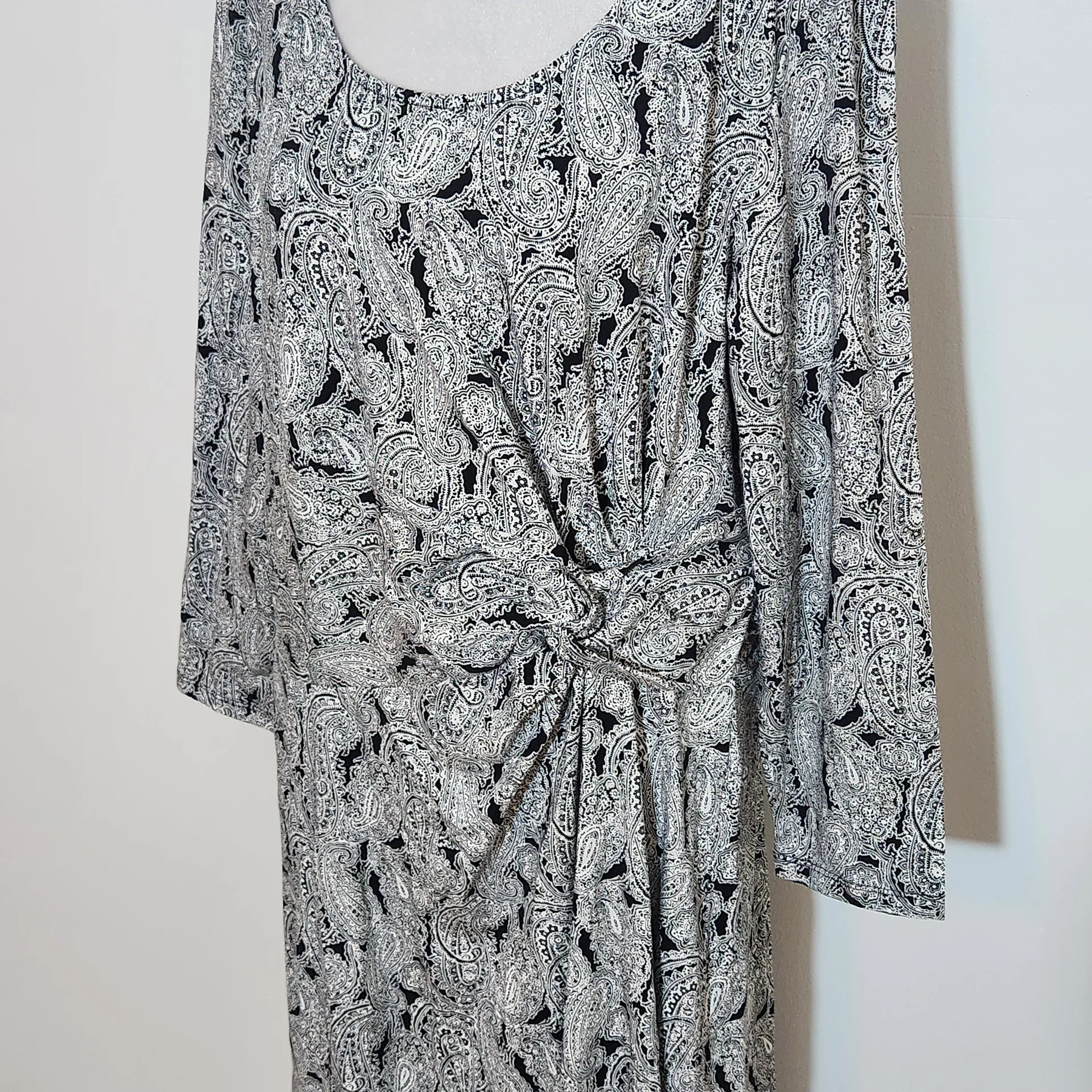 Lands' End Black Paisley Dress NWOT Sz Large Casual Wedding Guest Dress - Image 6