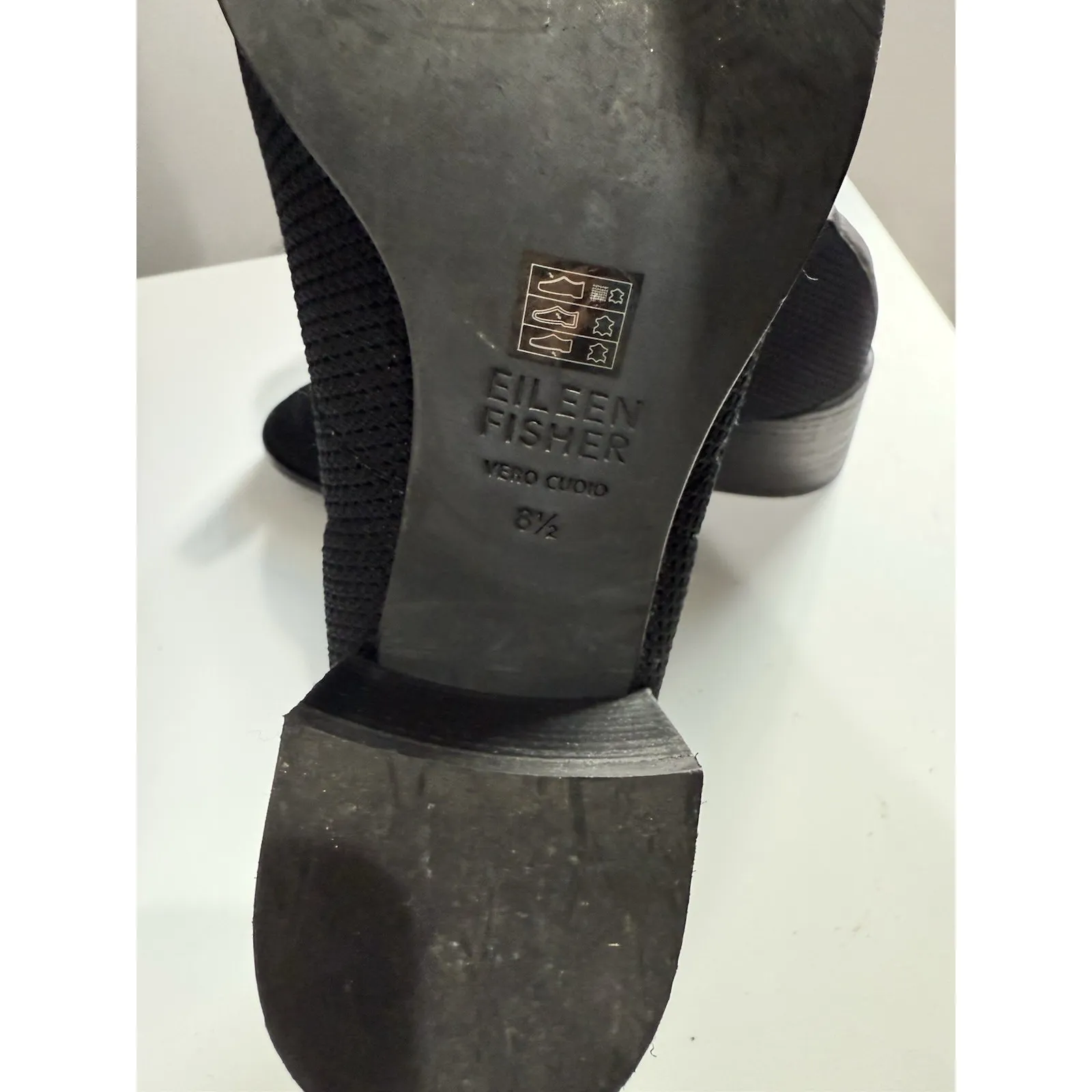 Eileen Fisher Dern Pump Womens 8.5 Black Stretch Knit Block Heel Slip On Comfort - Image 4